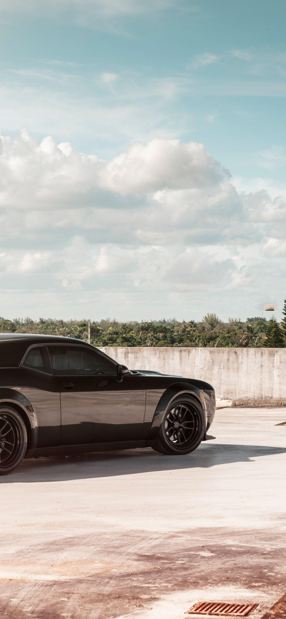 1125x2436 Download 1125x2436 wallpaper black, dodge challenger srt, muscle car, iphone x 1125x2436 HD image, background, 21486