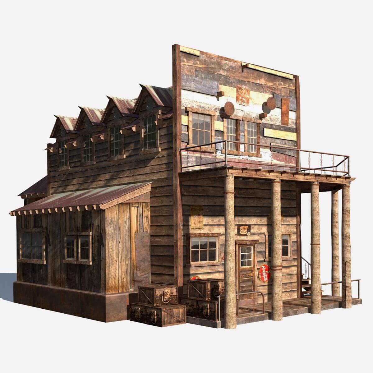 1200x1200 Wild West Hotel Building 3D Model