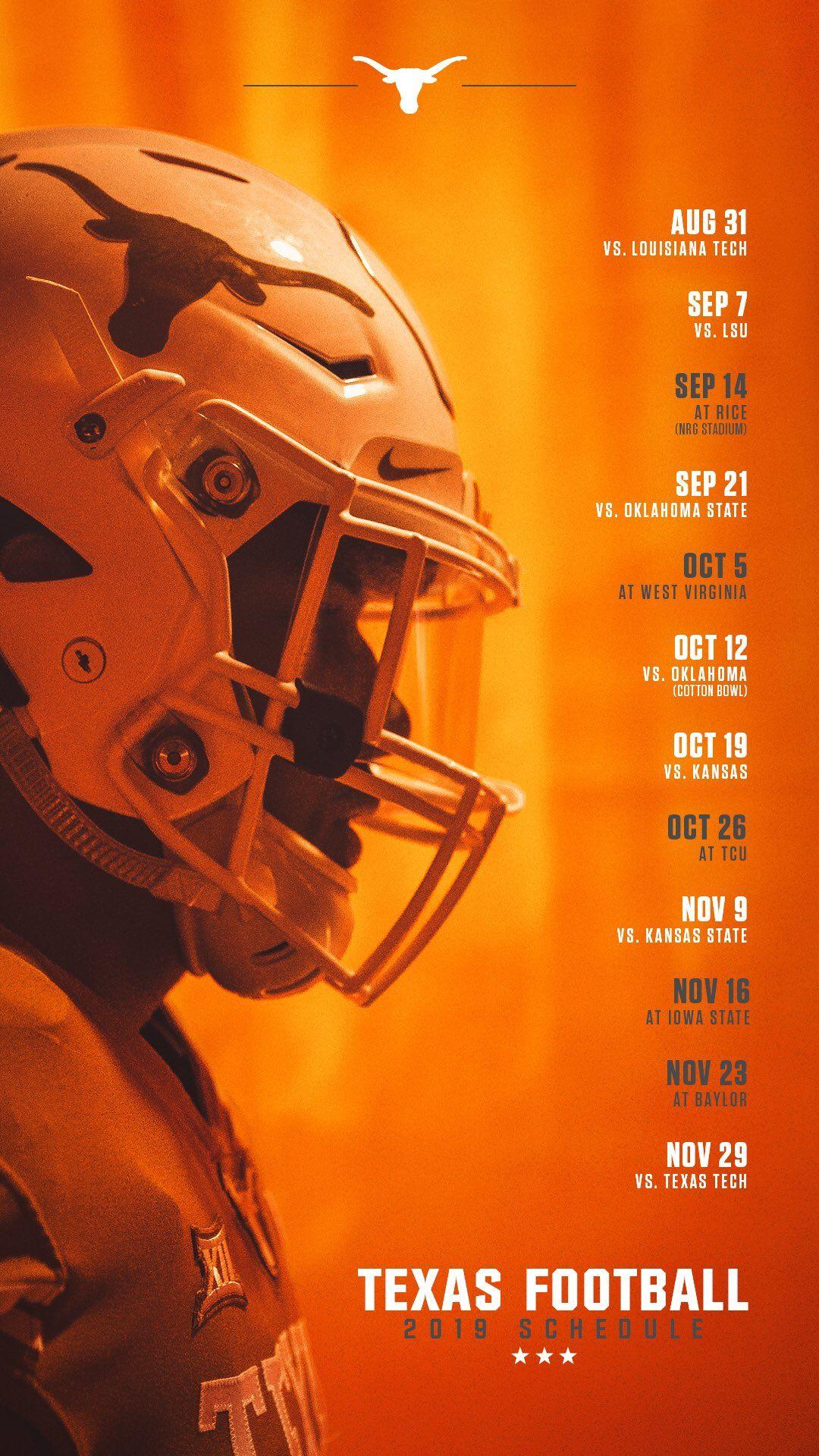 1080x1920 Texas Football Wednesday. Decorate your background with these 2019 Texas Longhorns football schedules. #ThisIsTexas #HookEm