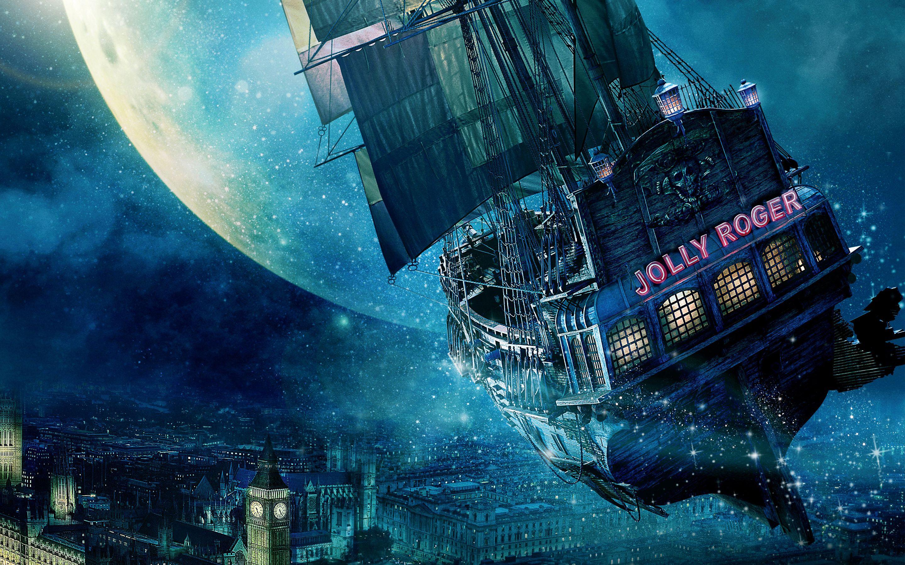2880x1800 Jolly Roger Ship Peter Pan Wallpaper