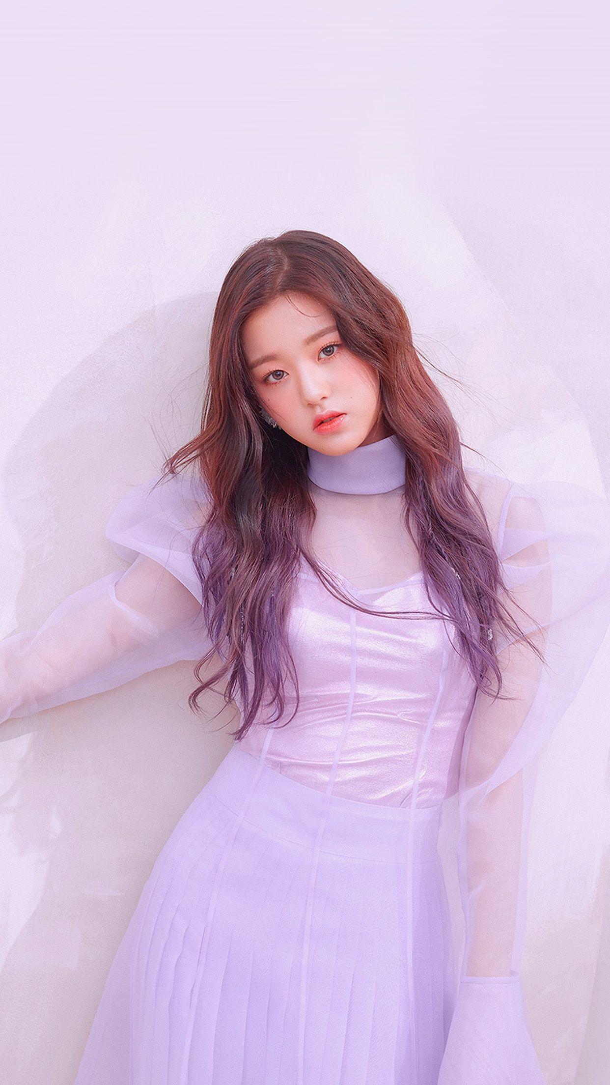 1242x2208 iPhone X wallpaper. girl kpop izone cute purple