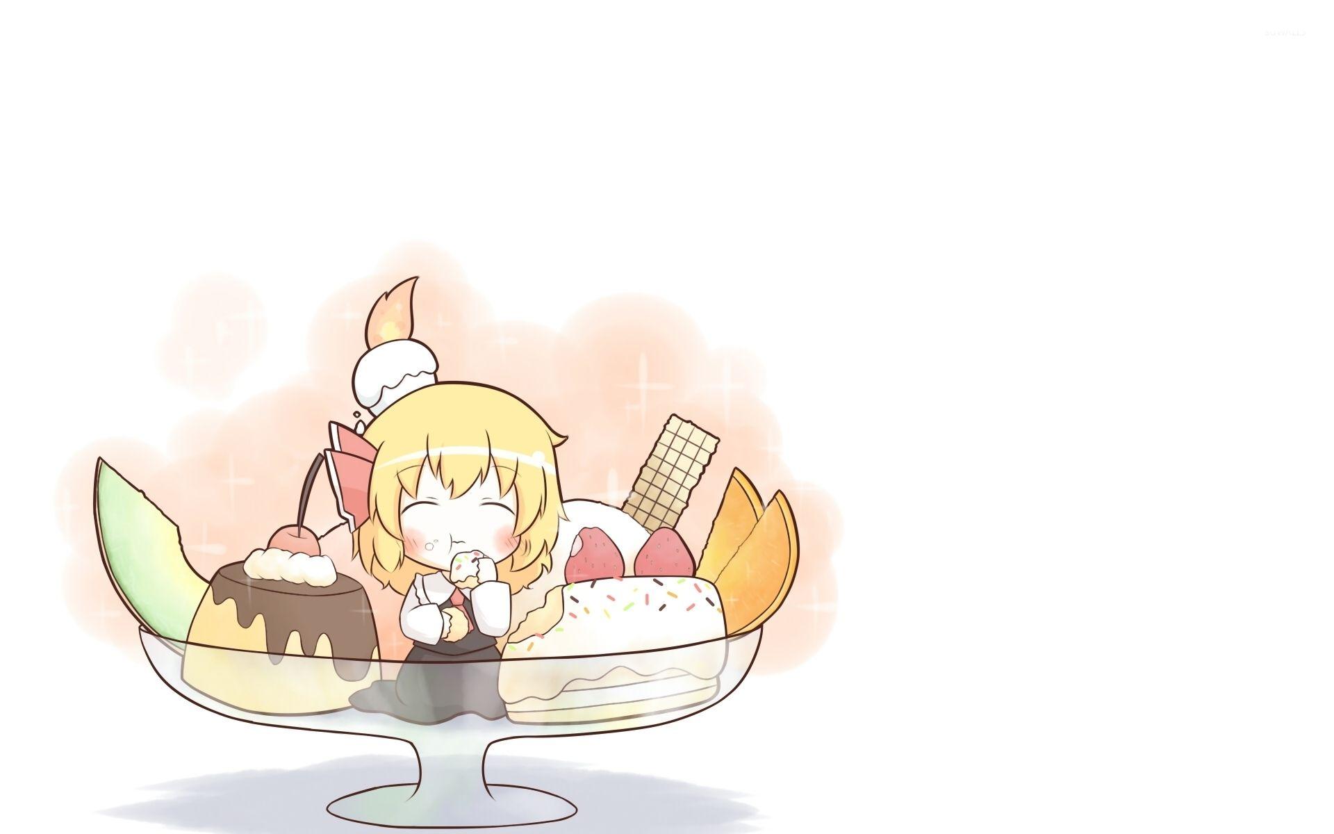 1920x1200 Little blonde girl eating ice cream wallpaper
