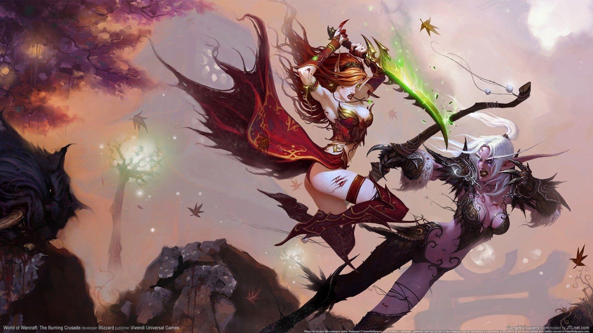 1920x1080 #Rogue, #video Games, #Blood Elf, #Warcraft, #cleavage, #thigh Highs, Wallpaper