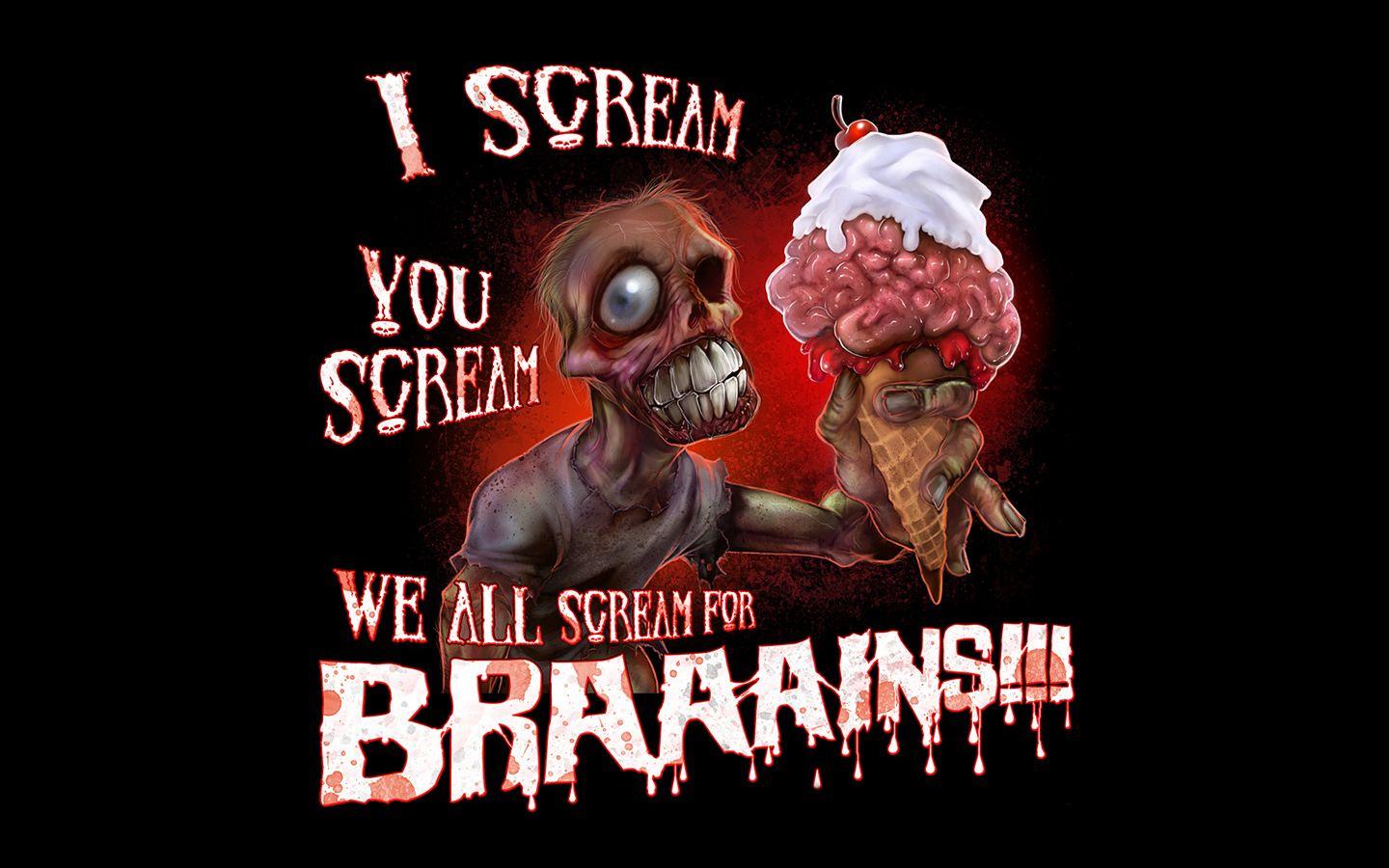 1440x900 top wallpaper: Brainscream Funny Horror Banner HD Wallpaper