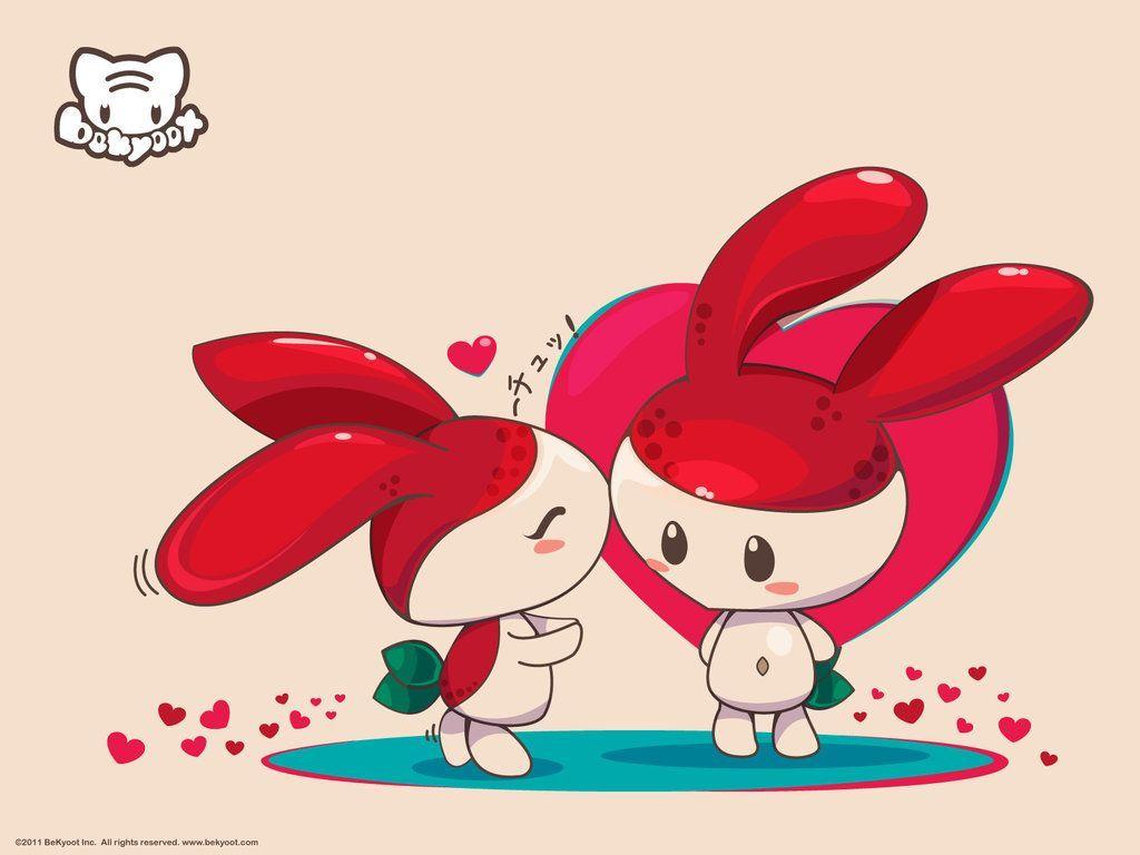 1024x768 Bunny Bunny Kiss Kiss. Kawaii wallpaper, Kawaii background, Kawaii bunny