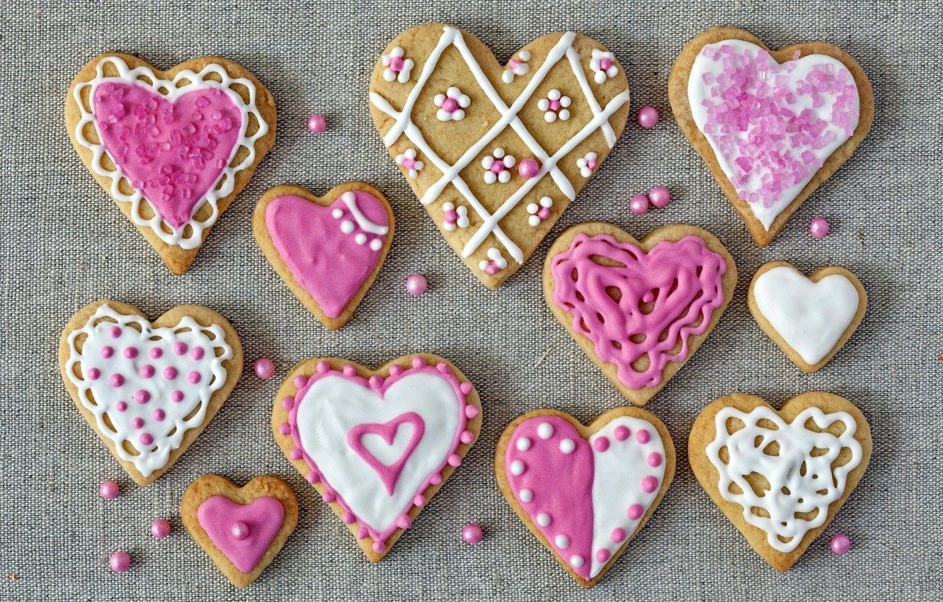 1332x850 Wallpaper holiday, cookies, hearts, love, pink, cakes, hearts, valentines, glaze, cookies, Valentines, glaze image for desktop, section еда