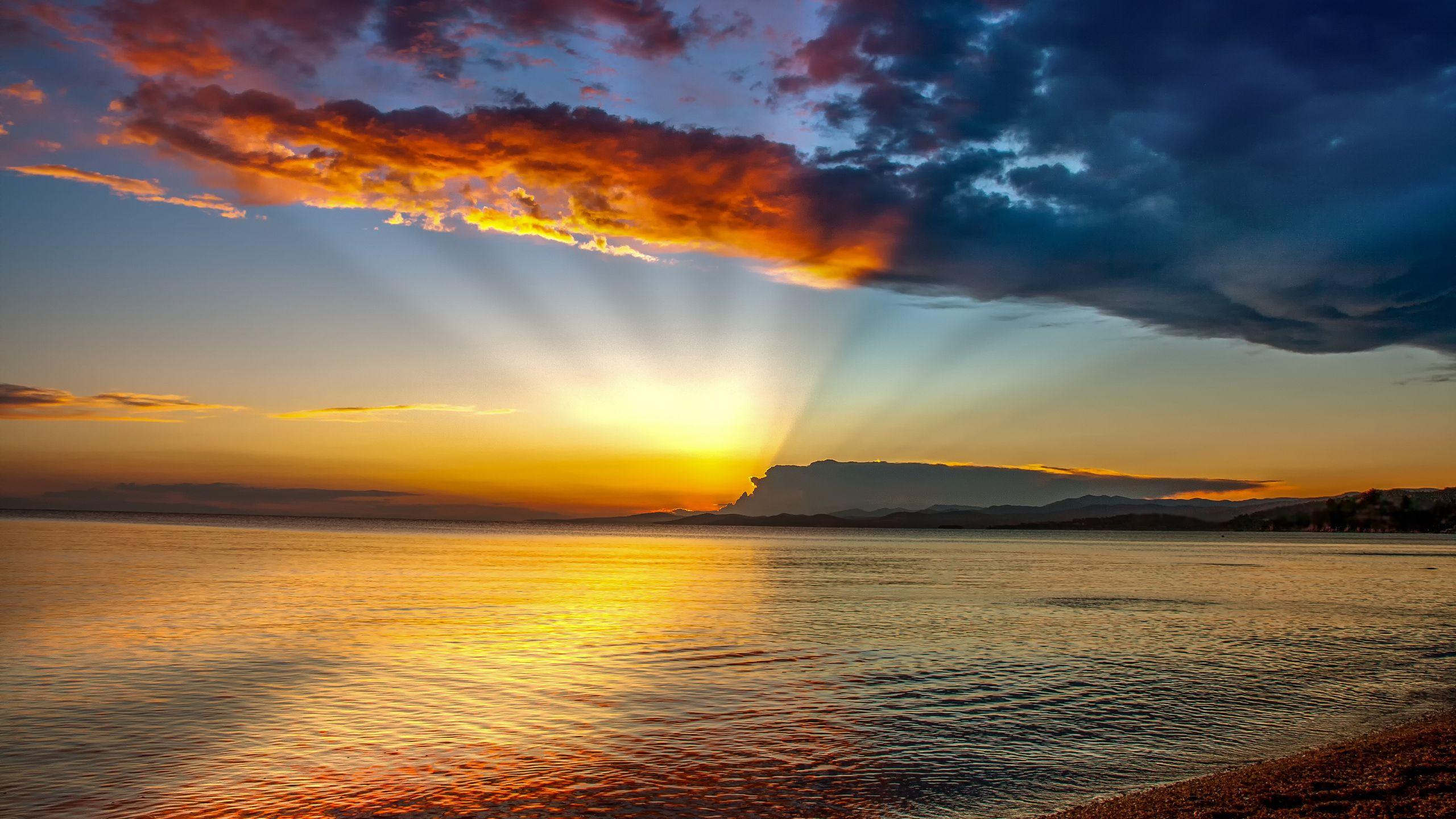 2560x1440 Blue Hour Sunset Beach 4k 1440P Resolution HD 4k Wallpaper, Image, Background, Photo and Picture