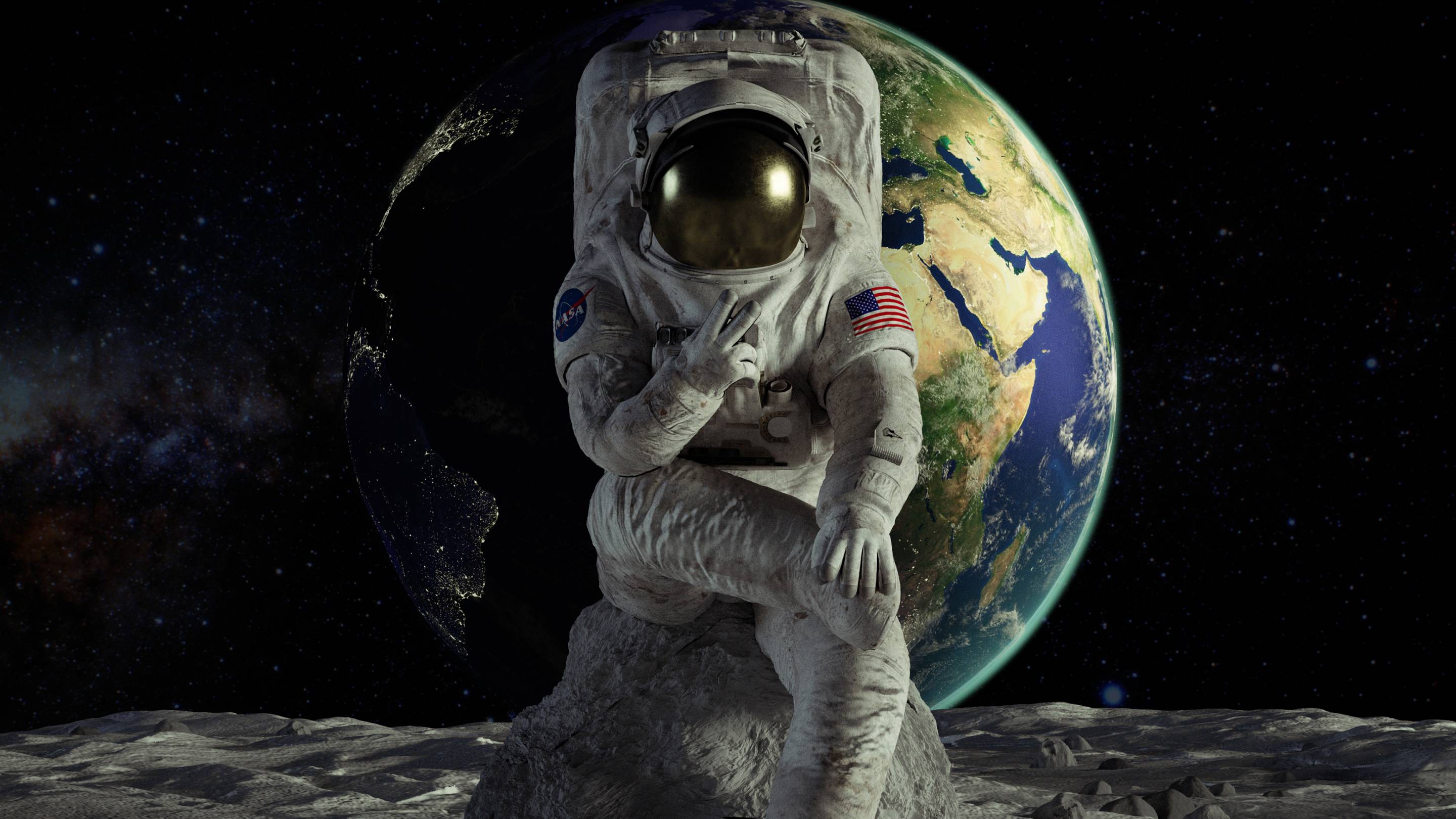 2880x1620 Astronaut 8k Wallpaper On Moon HD Wallpaper & Background Download