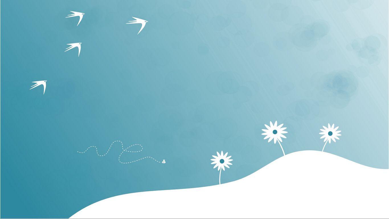 1366x768 Download wallpaper 1366x768 bird, nature, minimalism, flight, flowers tablet, laptop HD background