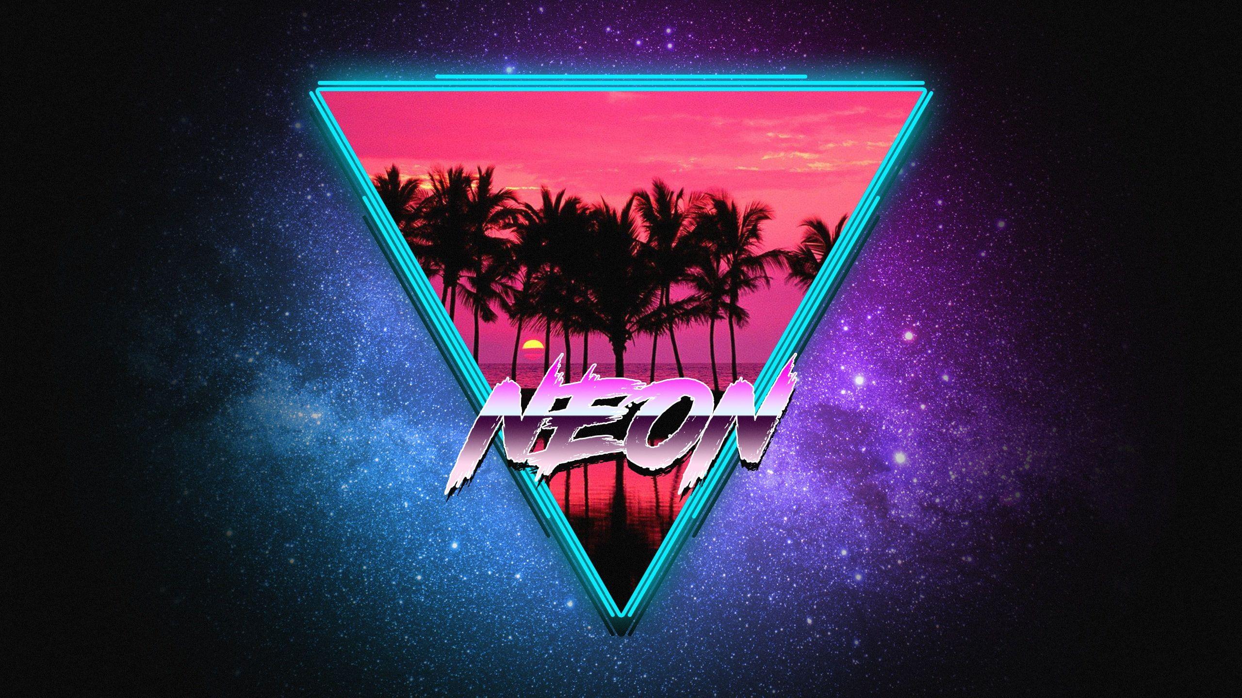 2560x1440 Vintage Wallpaper • Music, Stars, Neon, Palm trees, Triangle, Electronic, Synthpop wallpaper • Wallpaper For You The Best Wallpaper For Desktop & Mobile