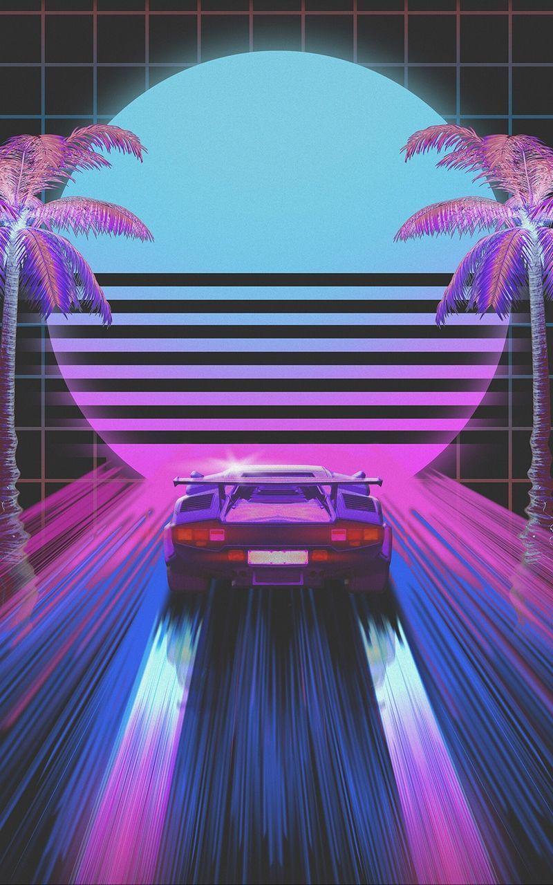800x1280 80s Synthwave Retro iPhone Wallpaper