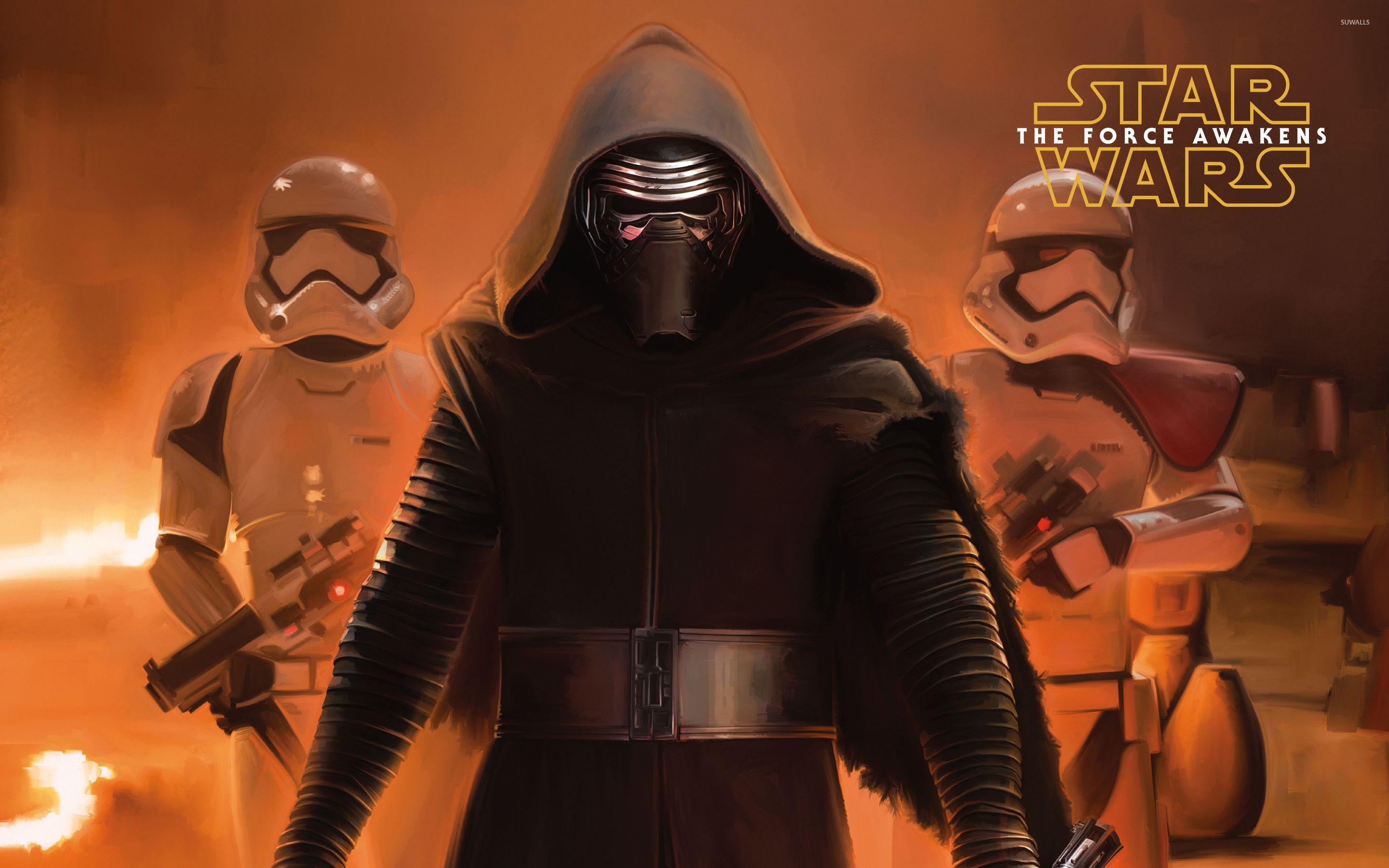 2880x1800 Kylo Ren and stormtroopers Wars: The Force Awakens wallpaper wallpaper