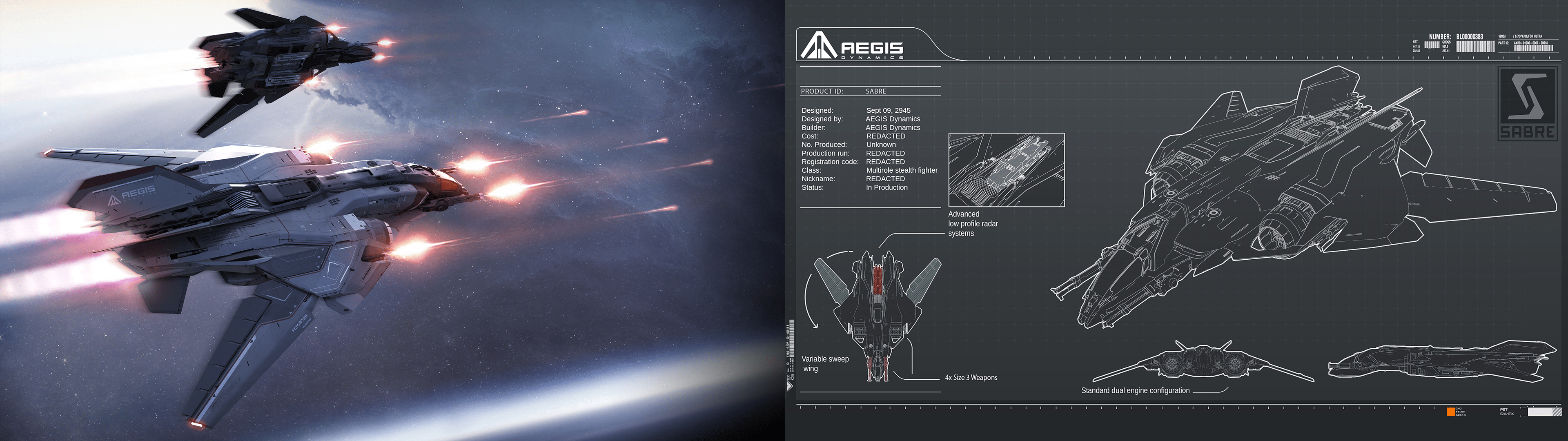 3840x1080 Sabre Dual Screen Wallpaper Art and Spec Sheet (3840x1080)