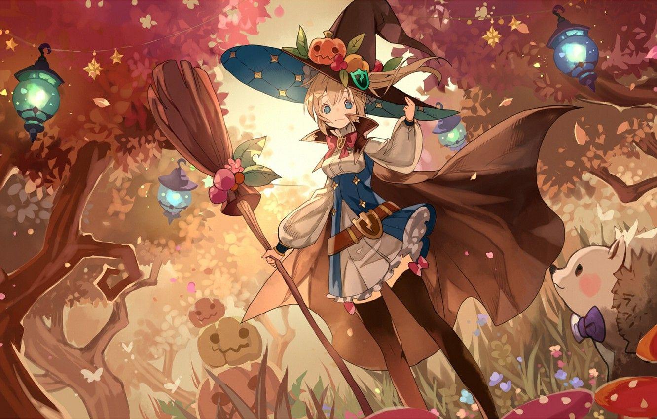 1332x850 Wallpaper girl, holiday, anime, art, Halloween image for desktop, section арт