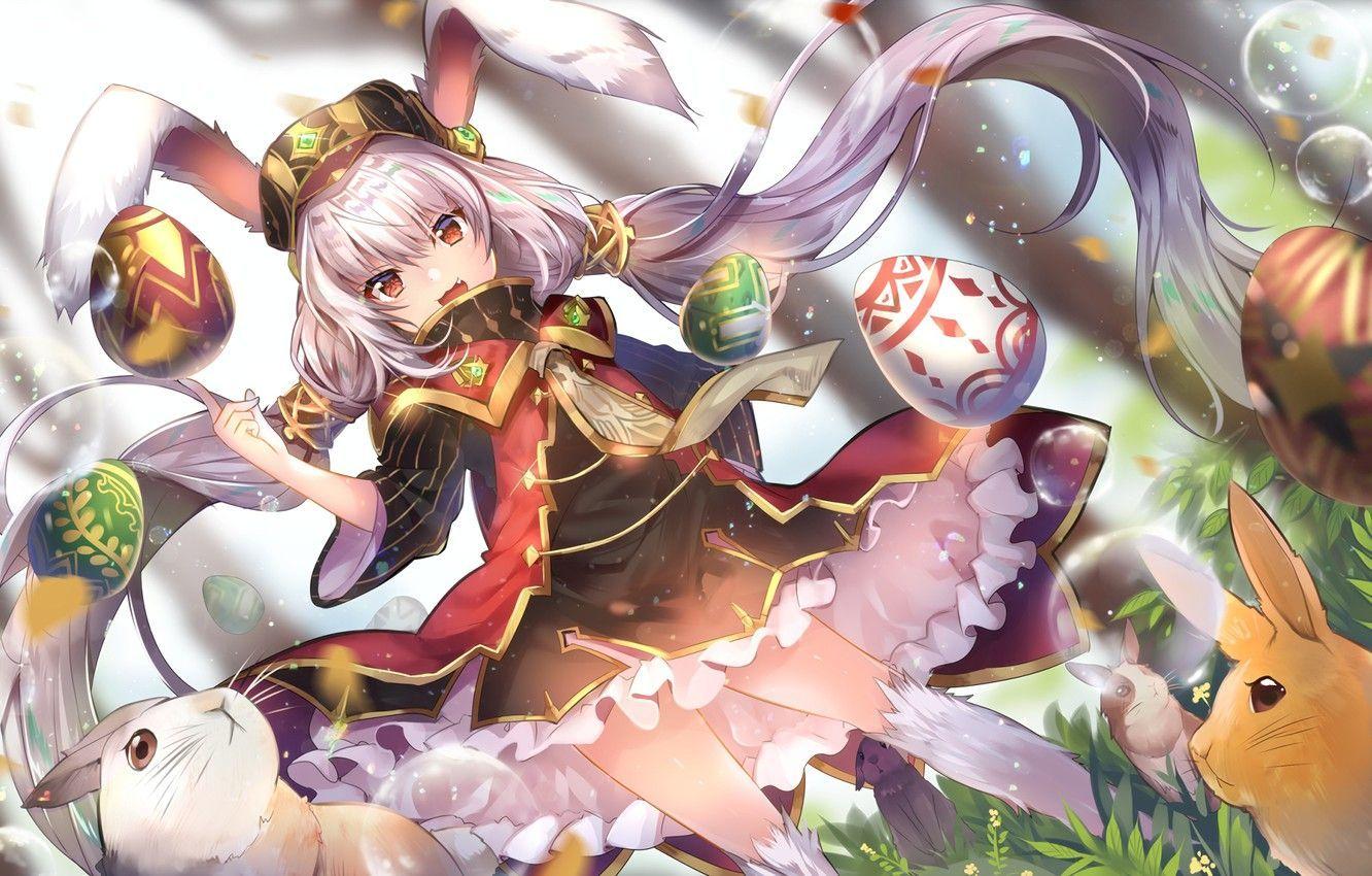 1332x850 Anime Girl Easter Wallpaper