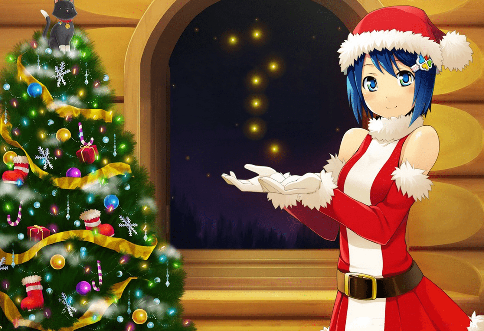 1600x1095 Barrichan: Christmas Holiday Anime Background [3 of 4]