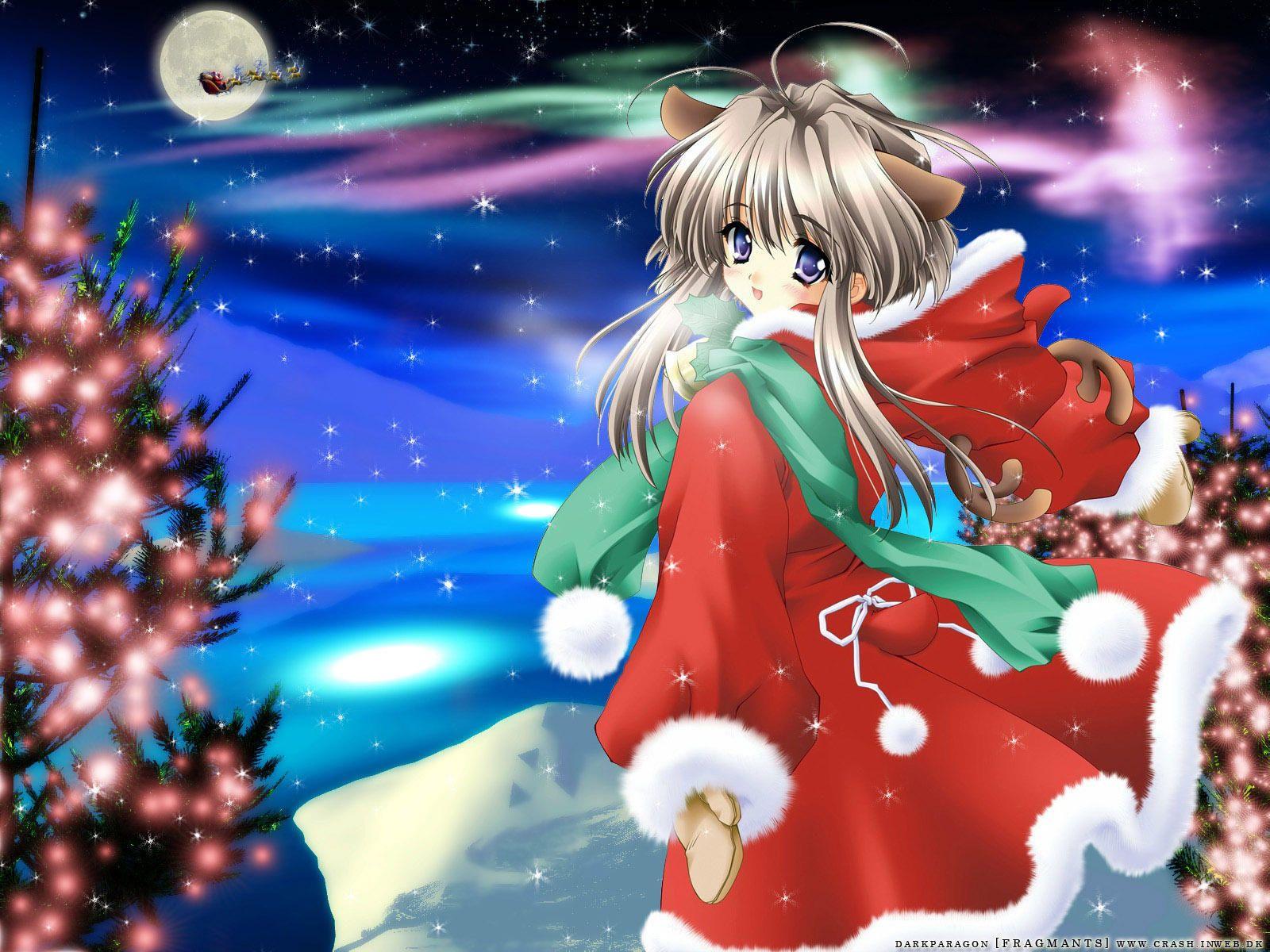 1600x1200 Cute Anime Girl Christmas Wallpaper HD