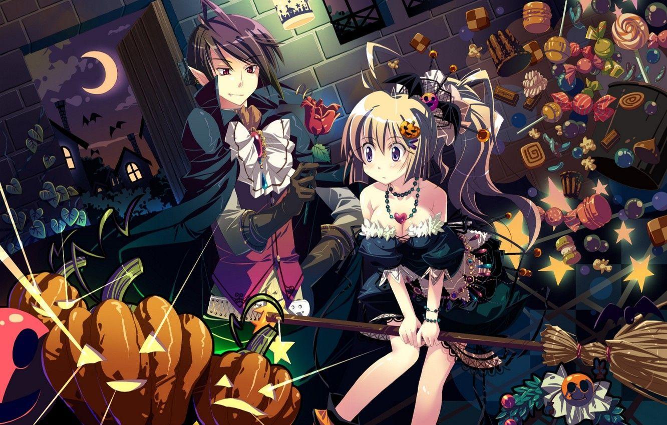 1332x850 Halloween Vampires Anime Wallpaper