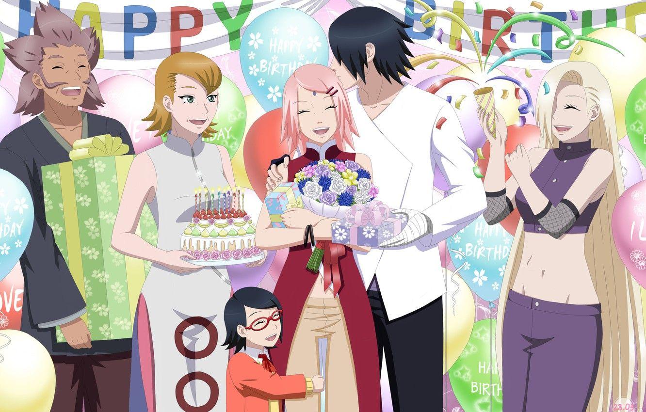 1332x850 Wallpaper holiday, anime, art, Naruto, Sasuke Uchiha, Sakura Haruno, Sarada image for desktop, section сёнэн