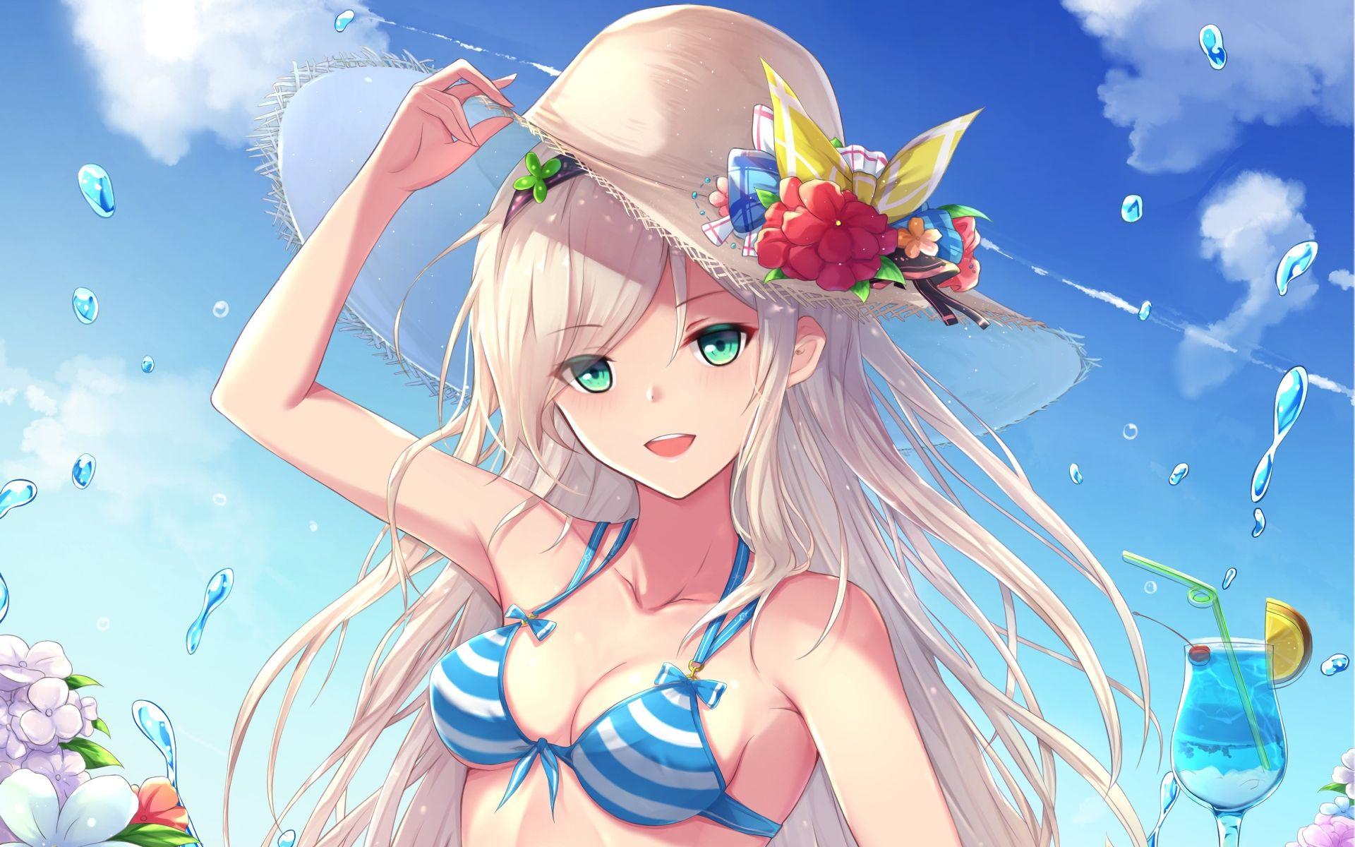 1920x1200 Desktop Wallpaper Anime Girl, Holiday, Fun, Bikini, Summer, HD Image, Picture, Background, 515aa2