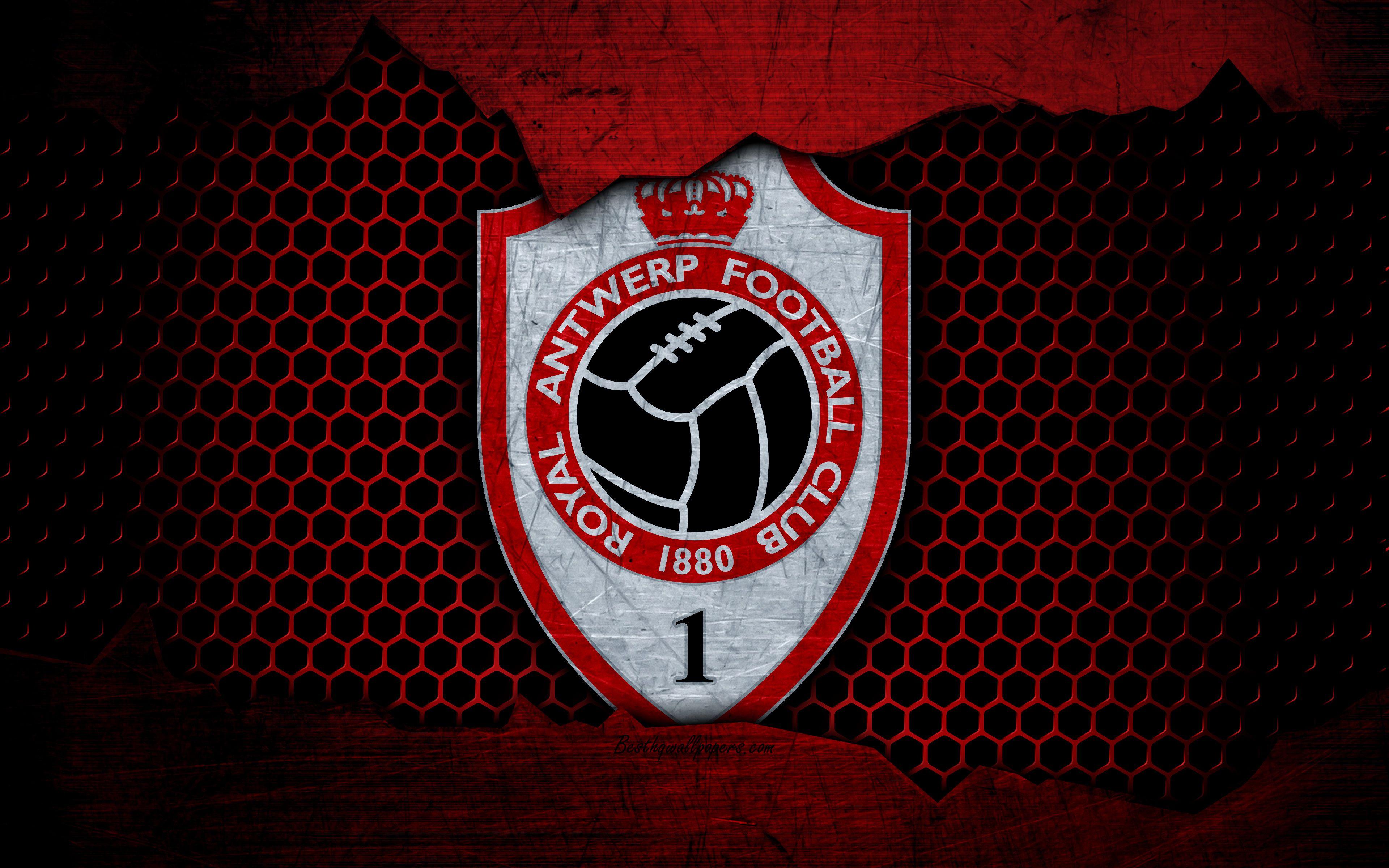 3840x2400 Download wallpaper Antwerp, 4k, logo, ESL Pro League, soccer, football club, Belgium, grunge, Royal Antwerp, metal texture, Antwerp FC for desktop with resolution 3840x2400. High Quality HD picture wallpaper