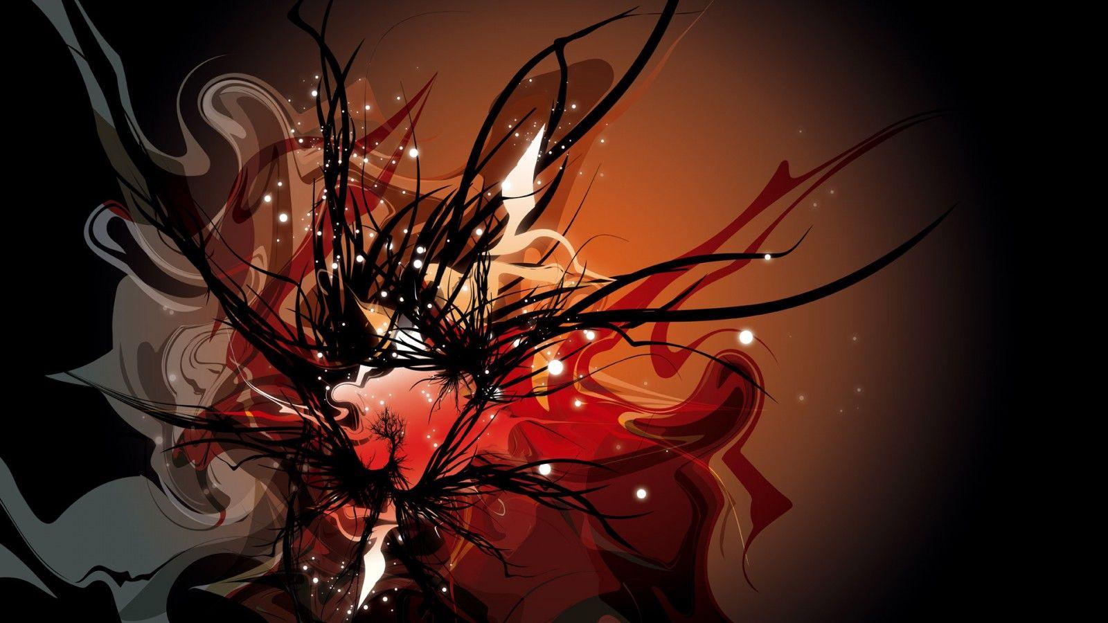 1600x900 Artistic Red And Black Paint HD Abstract Wallpaper