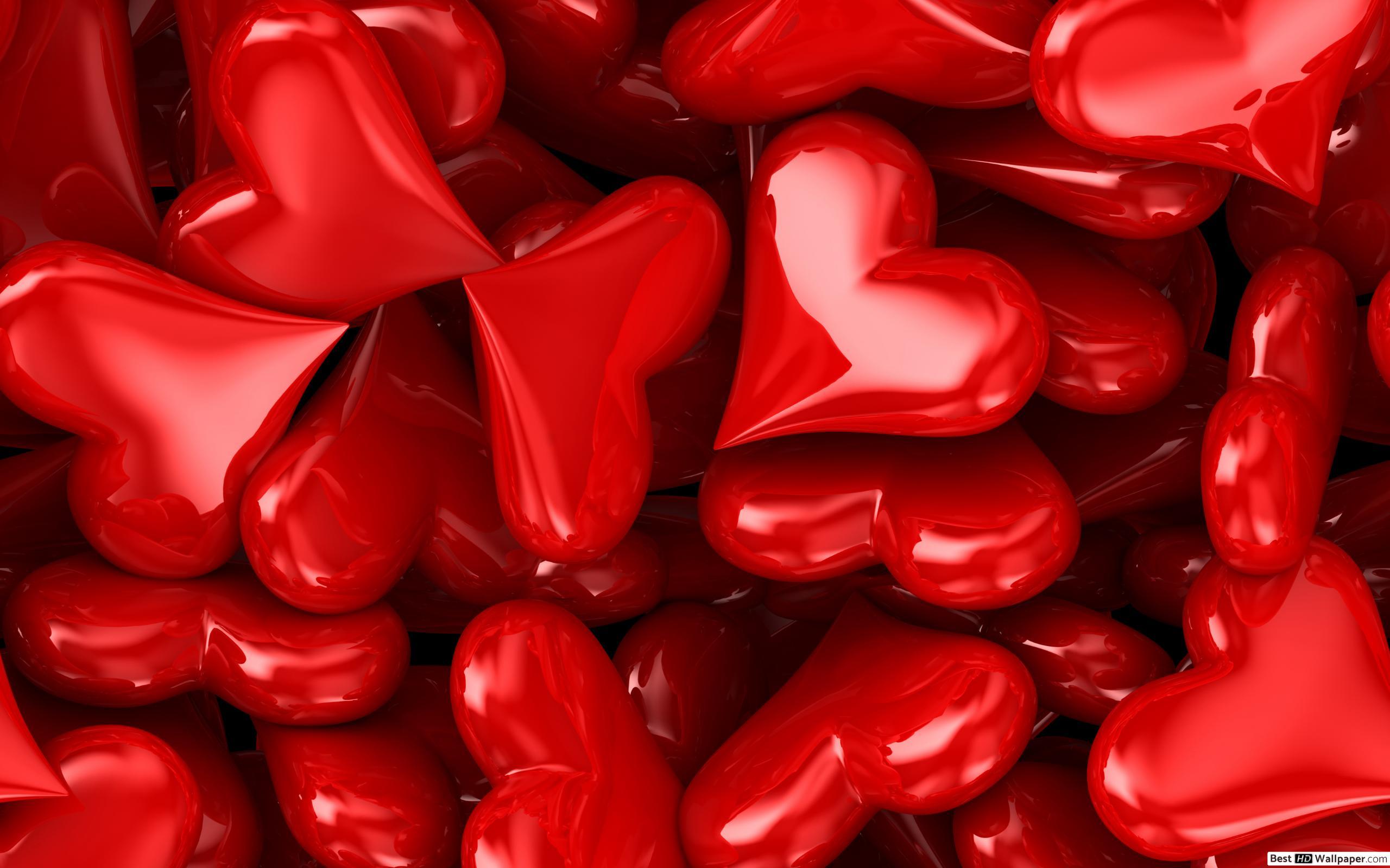 2560x1600 Valentine's day red hearts candies HD wallpaper download