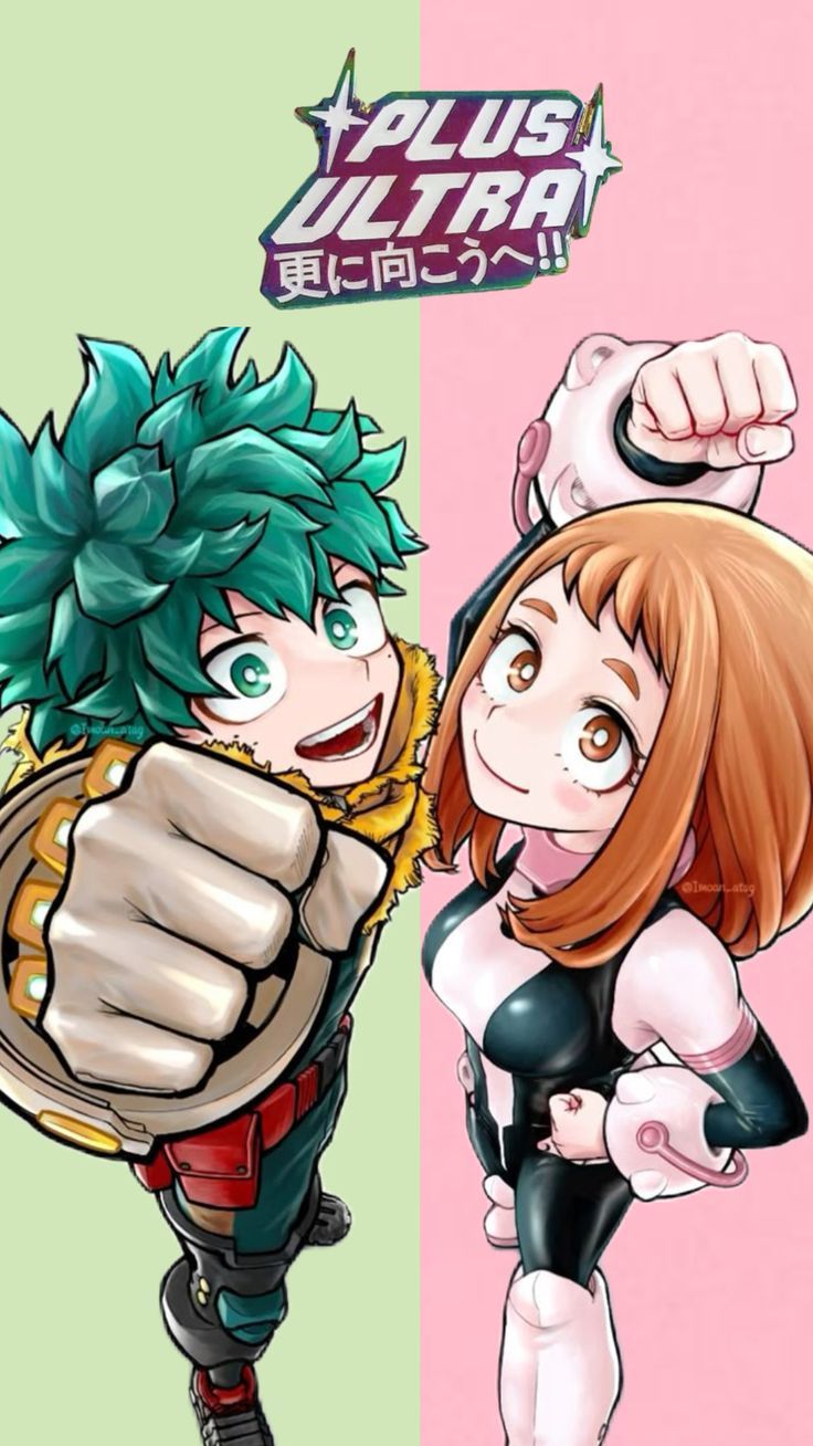 736x1308 izuocha #izukumidoriya #deku #uraraka #ochacouraraka #uravity #mha # wallpaper #bokunoheroacademia #greenandpinkaesthetic
