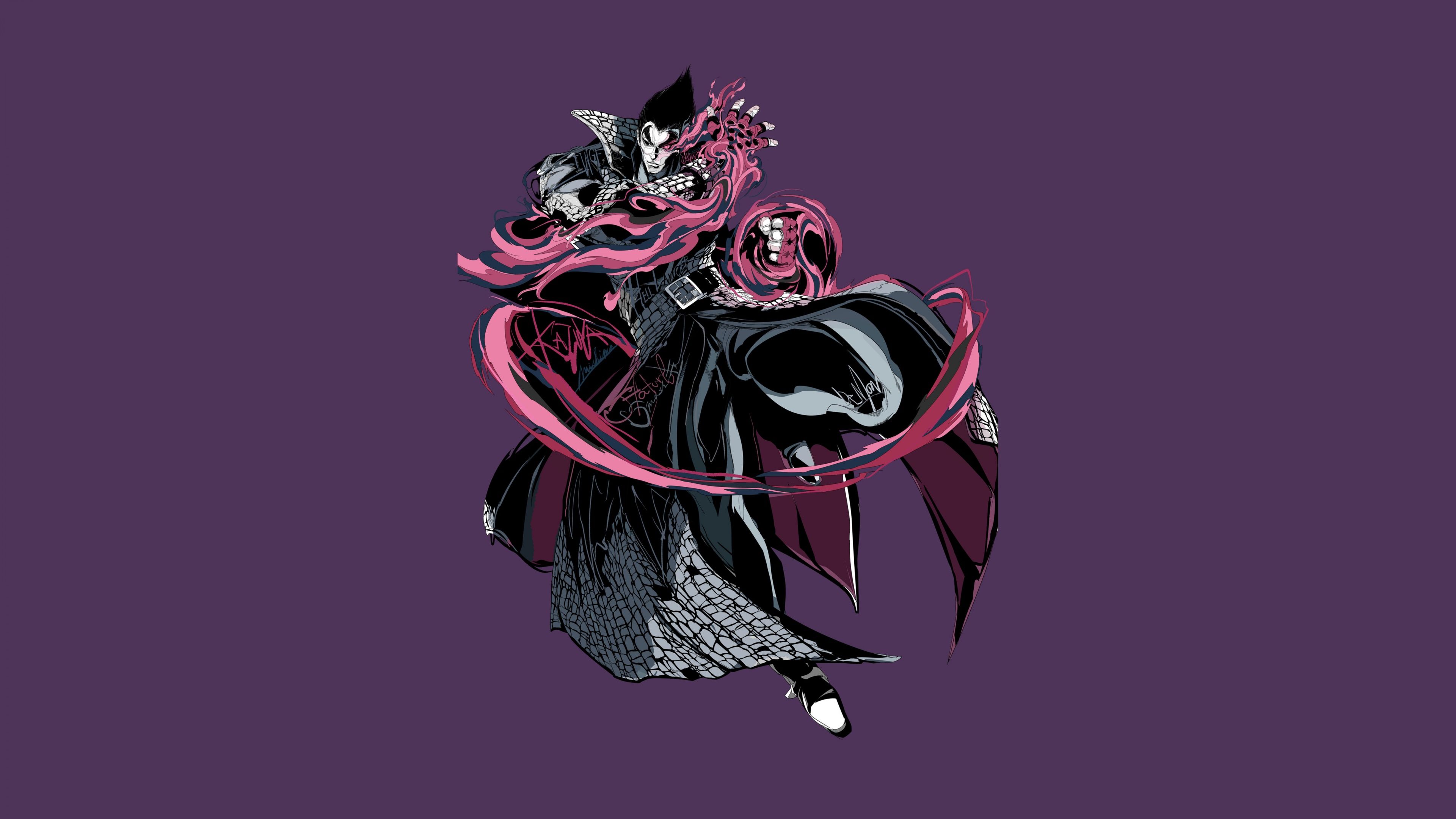 3840x2160 Kazuya Mishima Wallpaper 4K, Artwork, Purple background, 5K