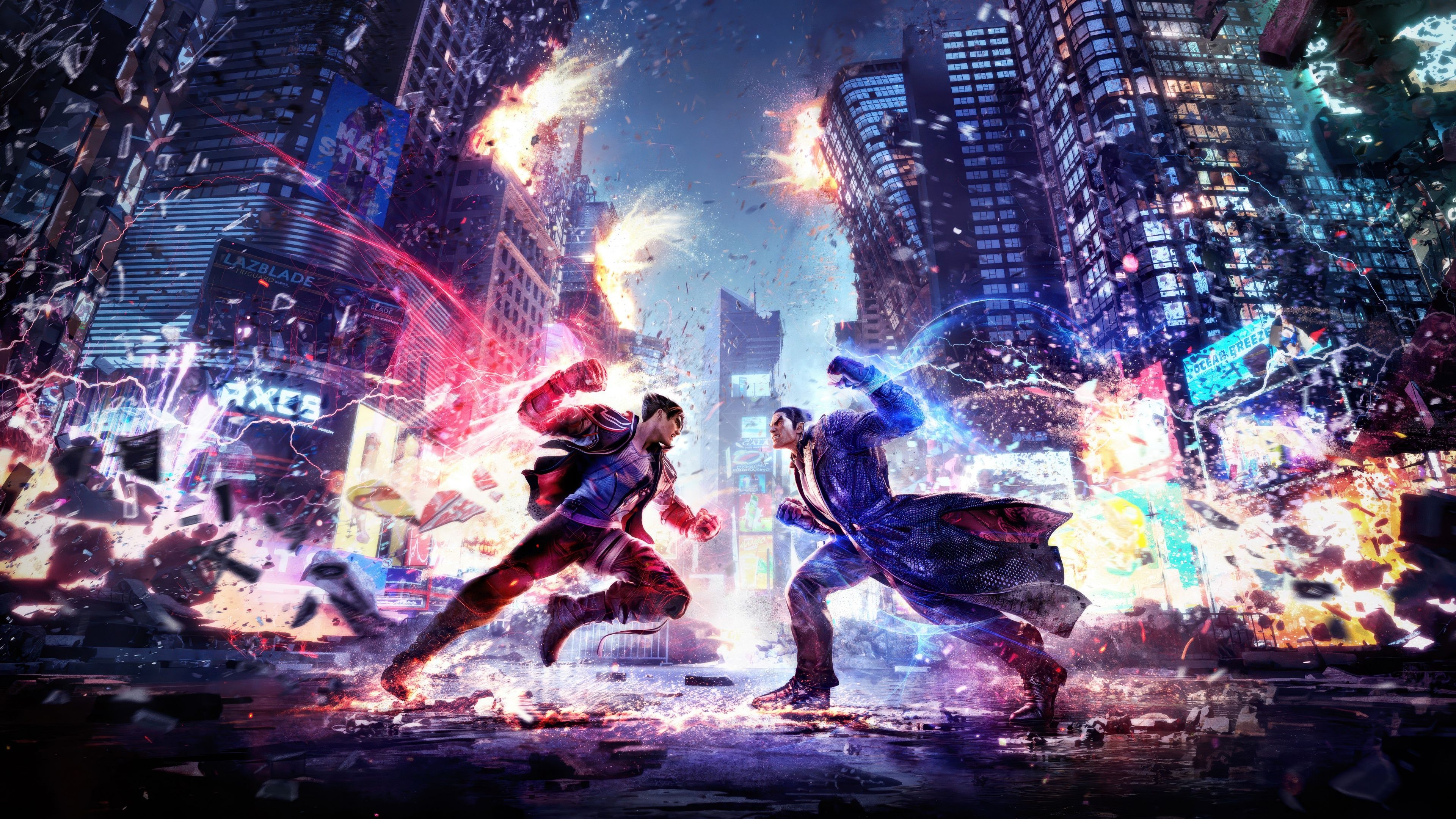 3840x2160 Jin Kazama vs Kazuya Mishima Tekken 8 5K Wallpaper