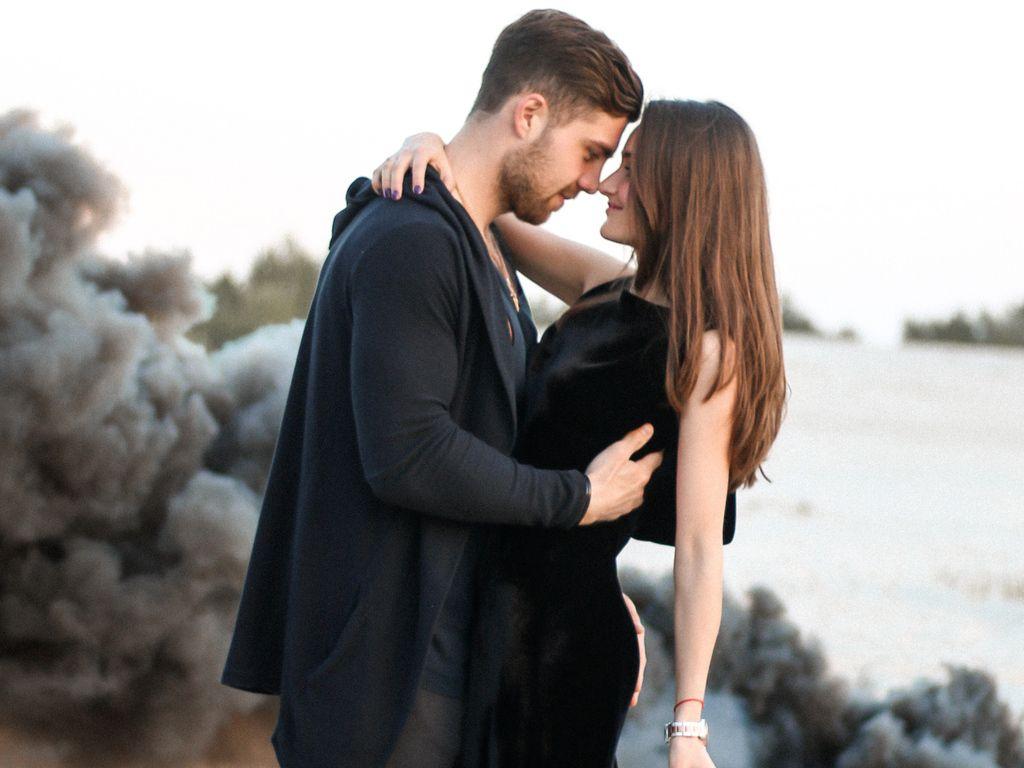 1024x768 Cute Couple Black Clothing Beach Side 1024x768 Resolution HD 4k Wallpaper, Image, Background, Photo and Picture