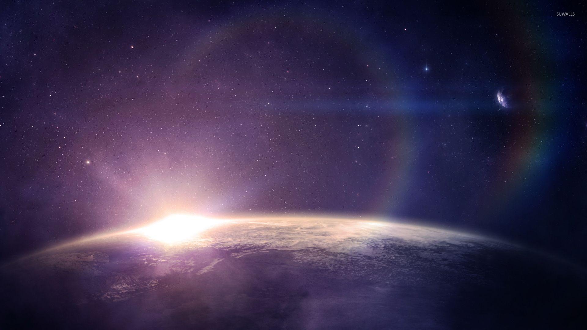 1920x1080 Sun rising from behind the planet wallpaper wallpaper