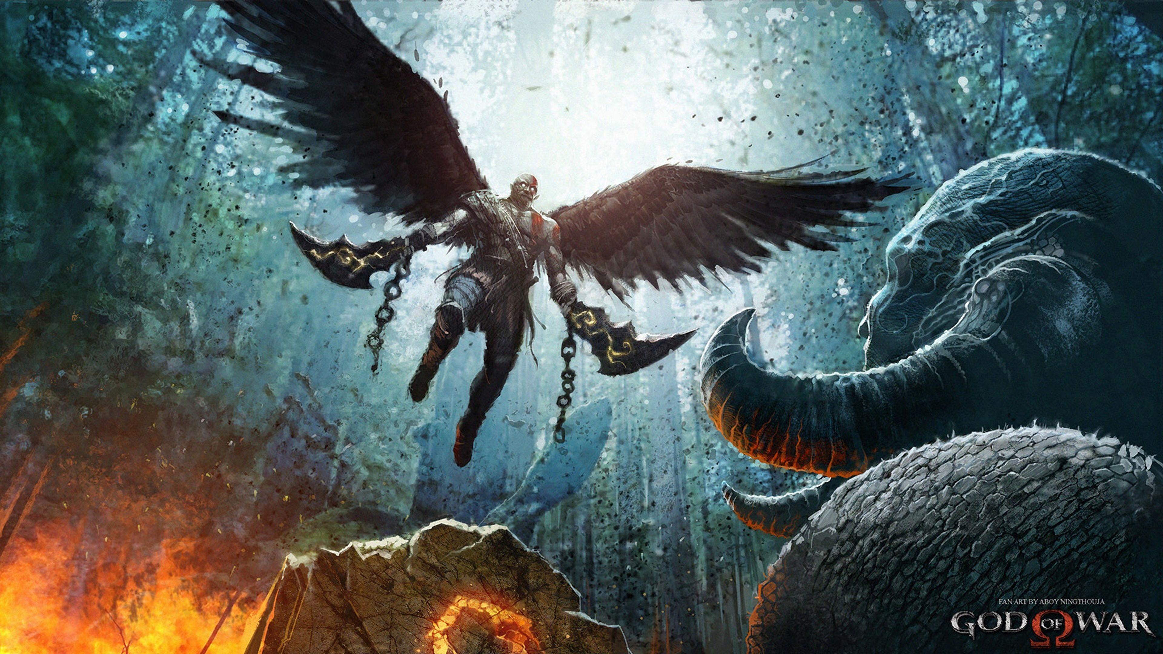 3840x2160 Kratos Wings God of War Ps4 4K