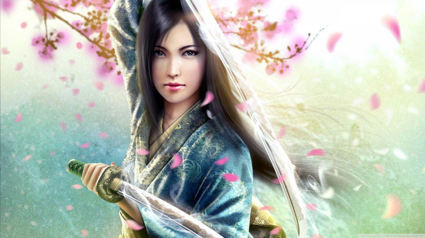 1366x768 Woman Samurai ❤ 4K HD Desktop Wallpaper for 4K Ultra HD TV • Tablet