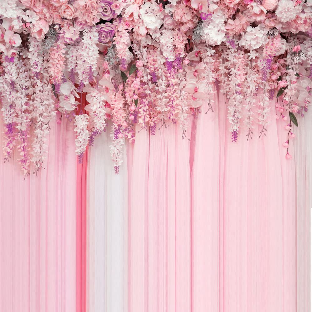 1000x1000 MUZI Pink Flowers Wall Photo Backdrops Floral Roses Background Baby Girl Birthday Wedding Photo Booth Banner Spring Studio Props 8x8ft XT 6761: Amazon.ca: Home & Kitchen
