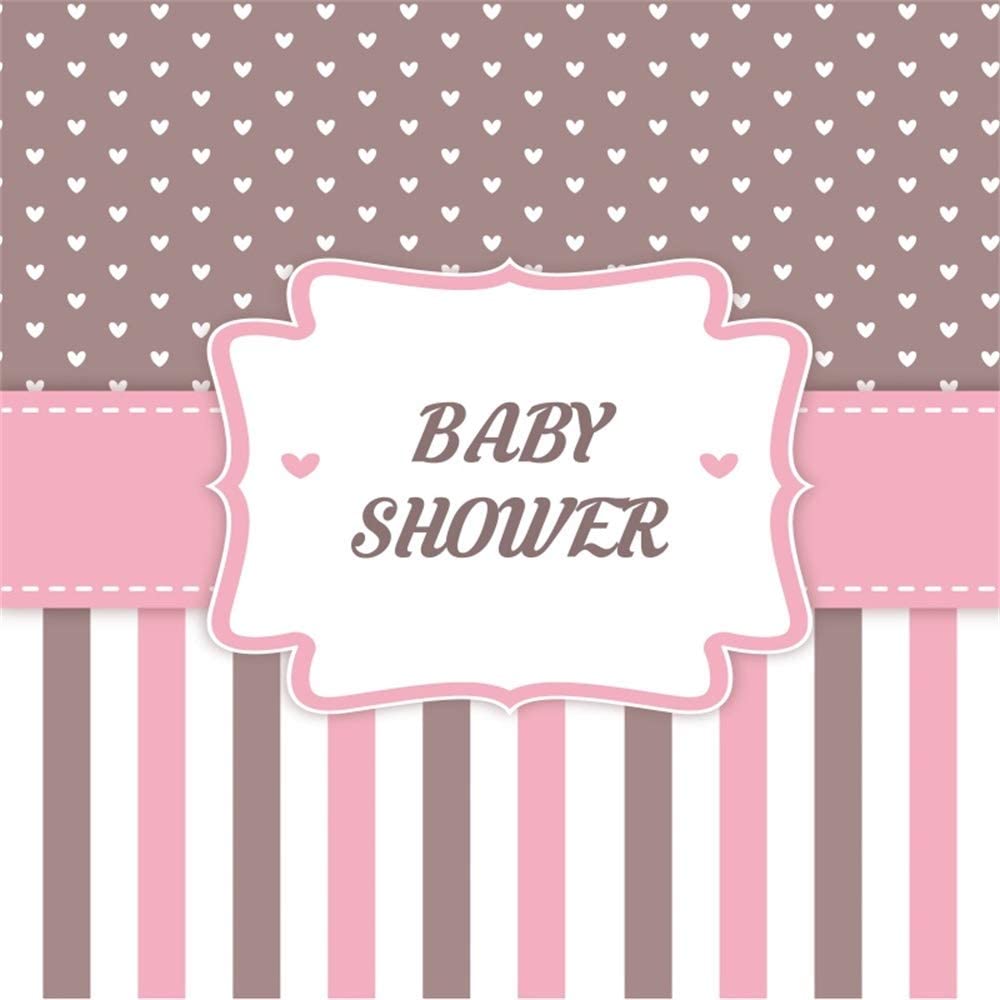 1000x1000 Amazon.com : Laeacco 6.5x6.5ft Girl Baby Shower Backdrop Vinyl Pastel Pink Brown Stripes Heart Design Photography Background Girl Baby Shower Party Backdrop Child Kids Baby Girl Photohoot Party Poster : Camera