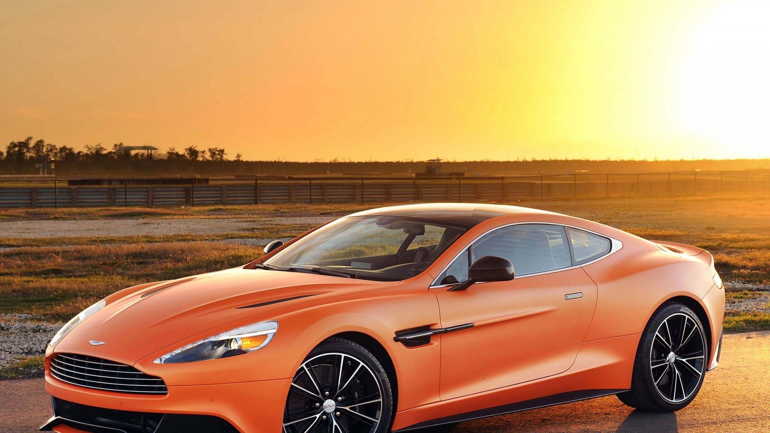 2560x1440 Download 2560x1440 Aston Martin Vanquish, Orange, Sunset, Side View, Supercar, Cars Wallpaper for iMac 27 inch