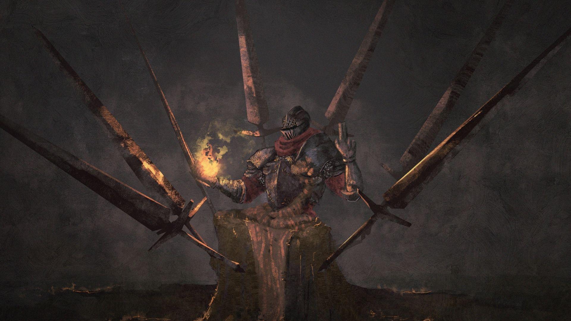 1920x1080 Desktop wallpaper warrior, dark souls, video game, swords, art, HD image, picture, background, d8be74