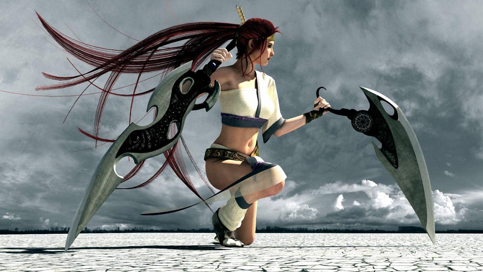 1920x1080 Heavenly Sword game women girl girls weapon weapons swords wallpaperx1080