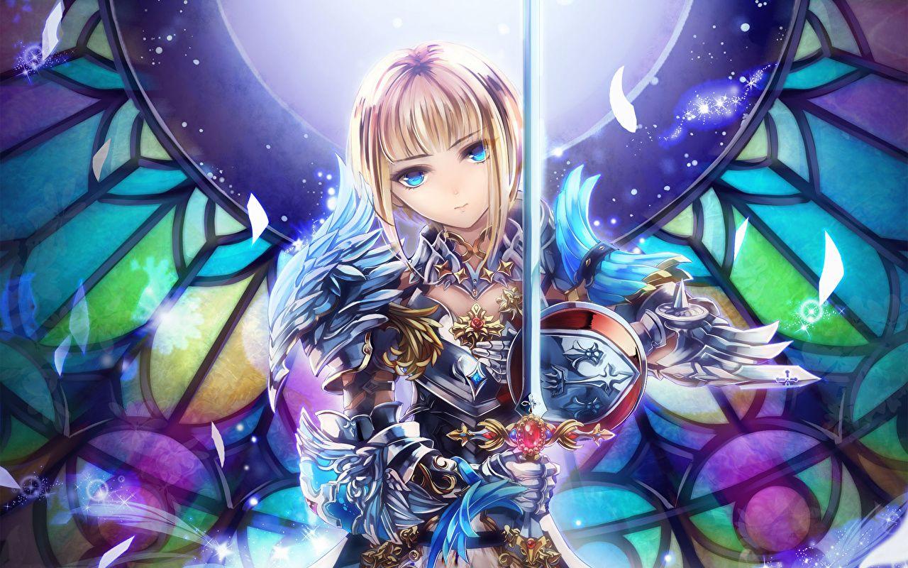 1280x800 Photos Armor Swords Warriors shingoku no valhalla gate Anime Girls