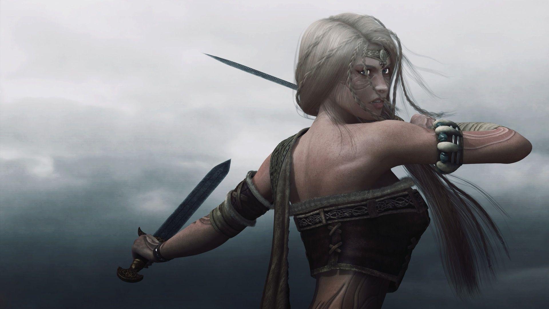 1920x1080 Swords viking tattoo girl warrior wallpaperx1080