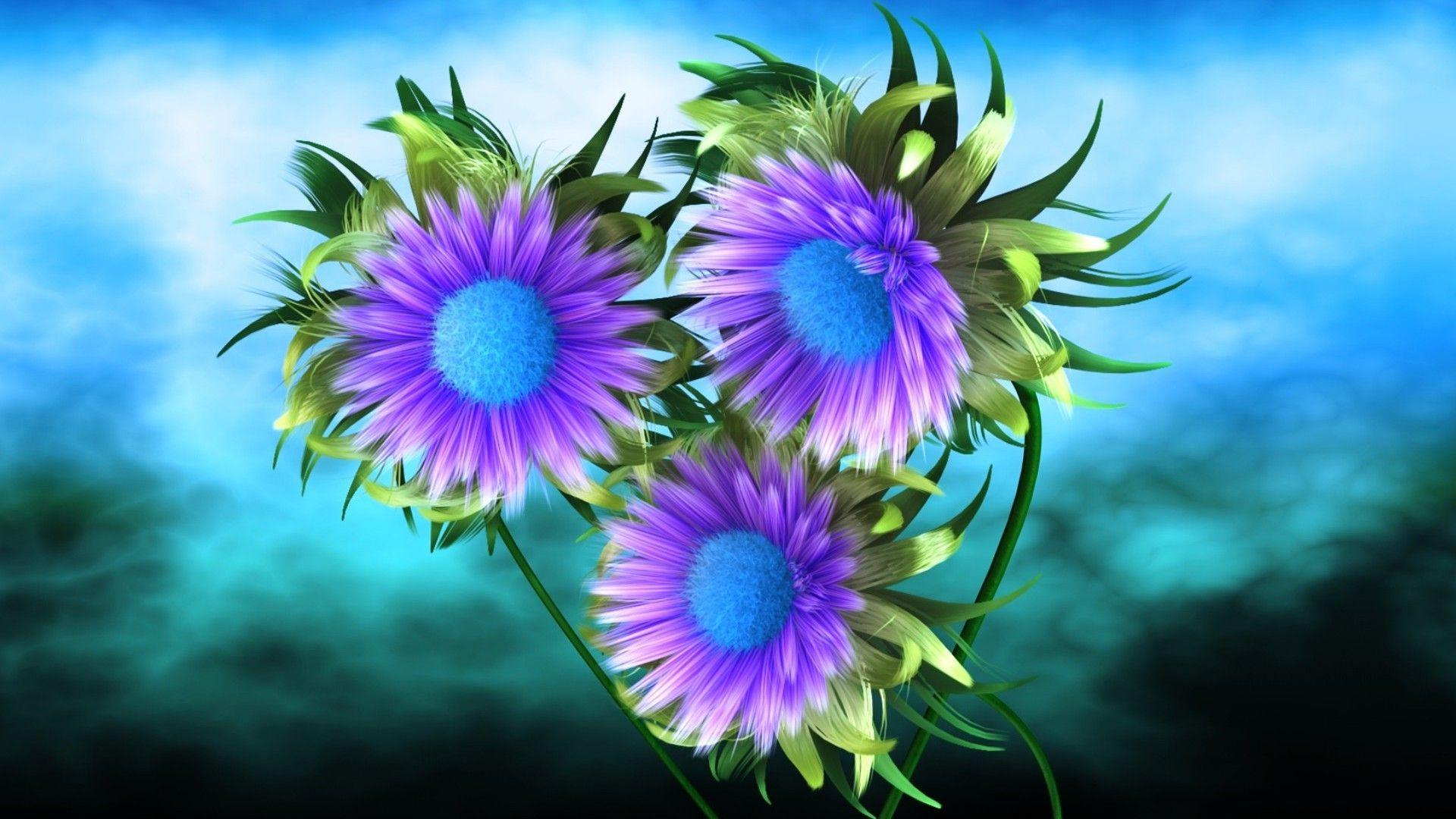 1920x1080 3D Purple Flower Wallpaper Cute Wallpaper