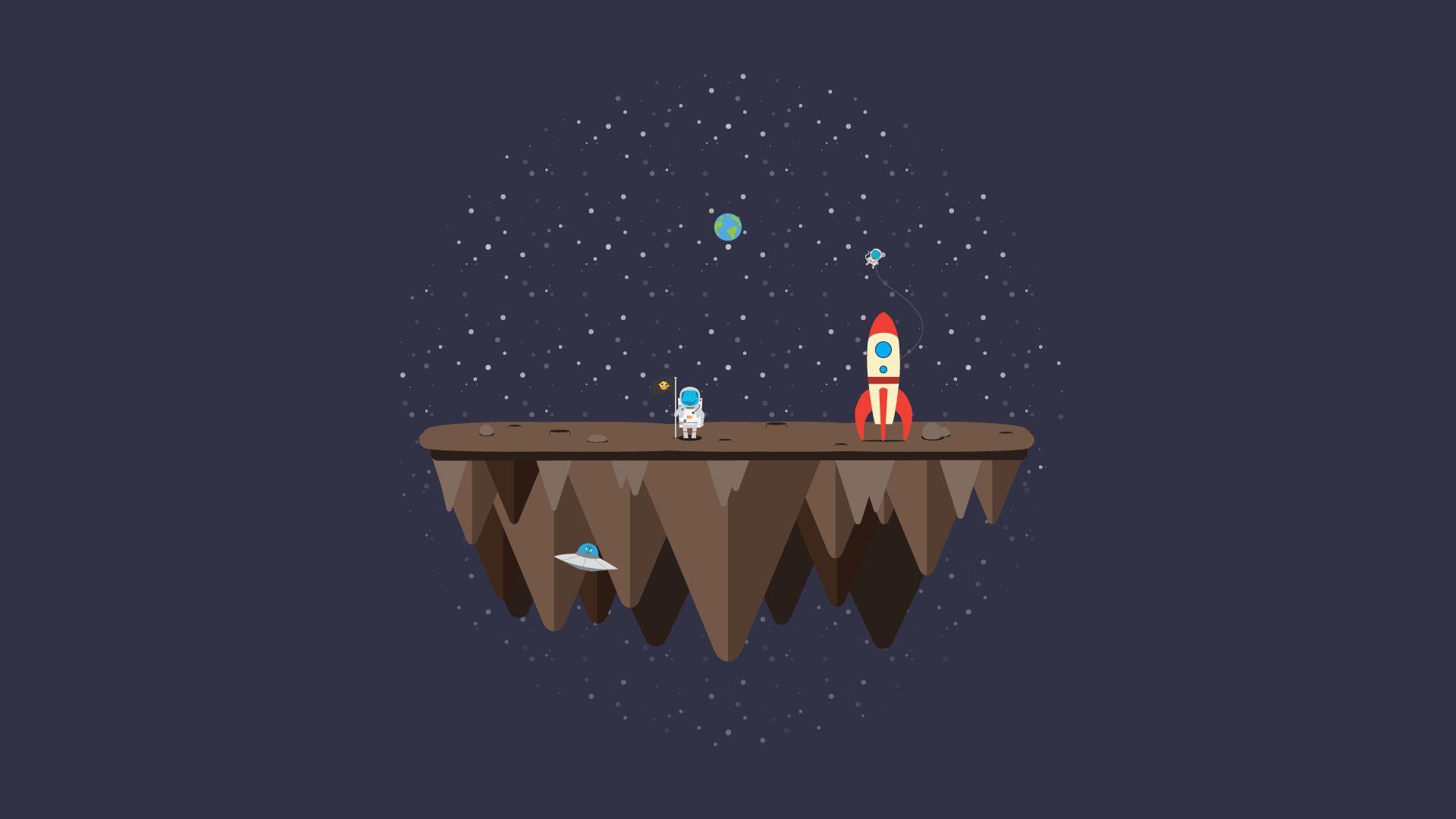 1920x1080 Floating Island, Astronaut, Rocket, Ufo, Earth, Aliens, Wallpaper HD Wallpaper & Background Download