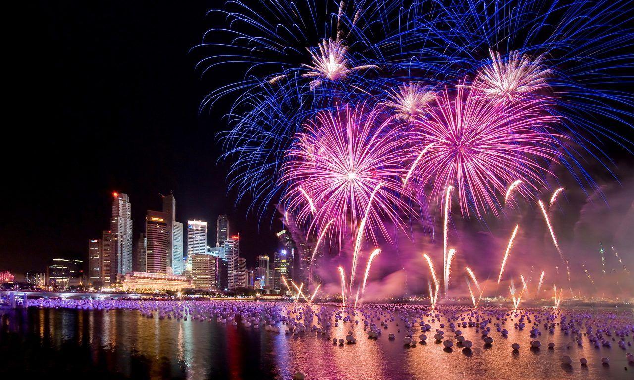 1280x768 Singapore New Years Eve Holiday Fireworks City At Night HD Wallpaper 1920x1200 :