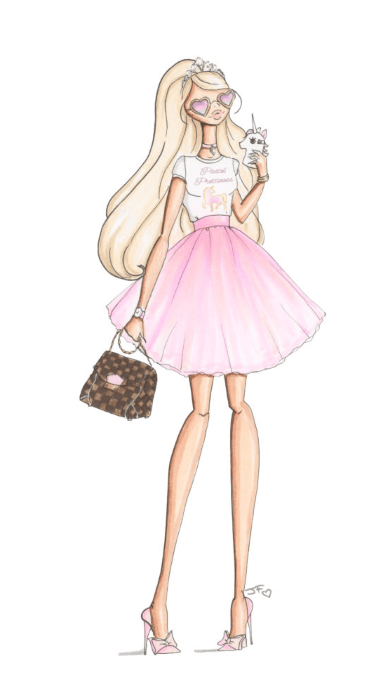 1242x2208 Wallpaper vol.41. Fashion illustration watercolor, Cute unicorn, Girly fashion