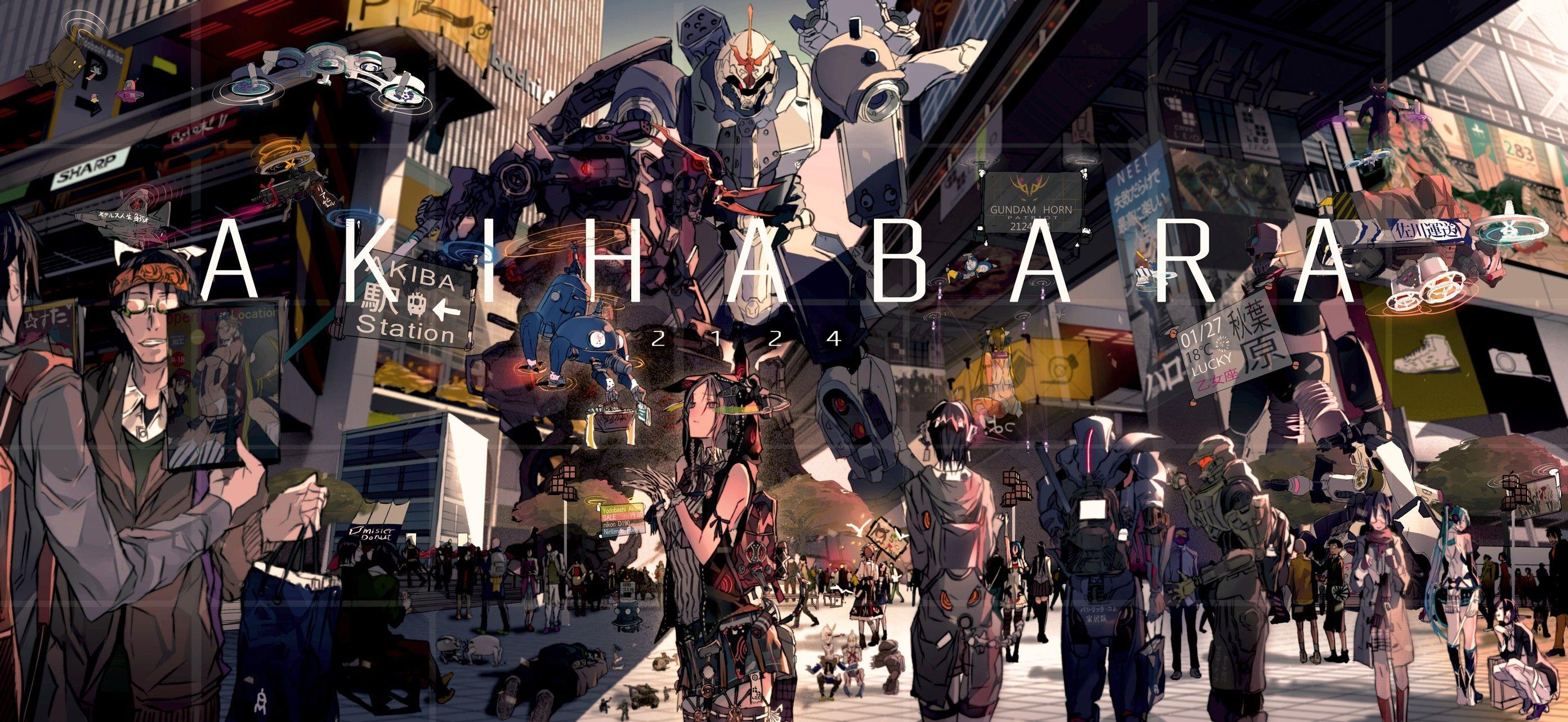 2785x1283 Anime, Gundam, Artwork, Futuristic, Akihabara, Guilty Crown, Vocaloid, Ghost In The Shell, Tachikoma, Master Chief, Hatsune Miku Wallpaper HD / Desktop and Mobile Background