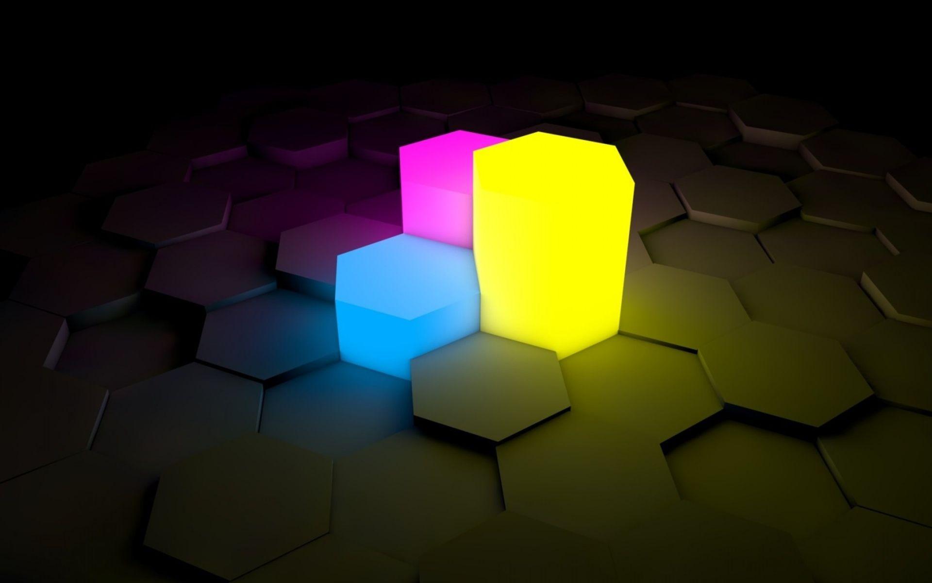 1920x1200 Hex blue 3D yellow wallpaperx1200