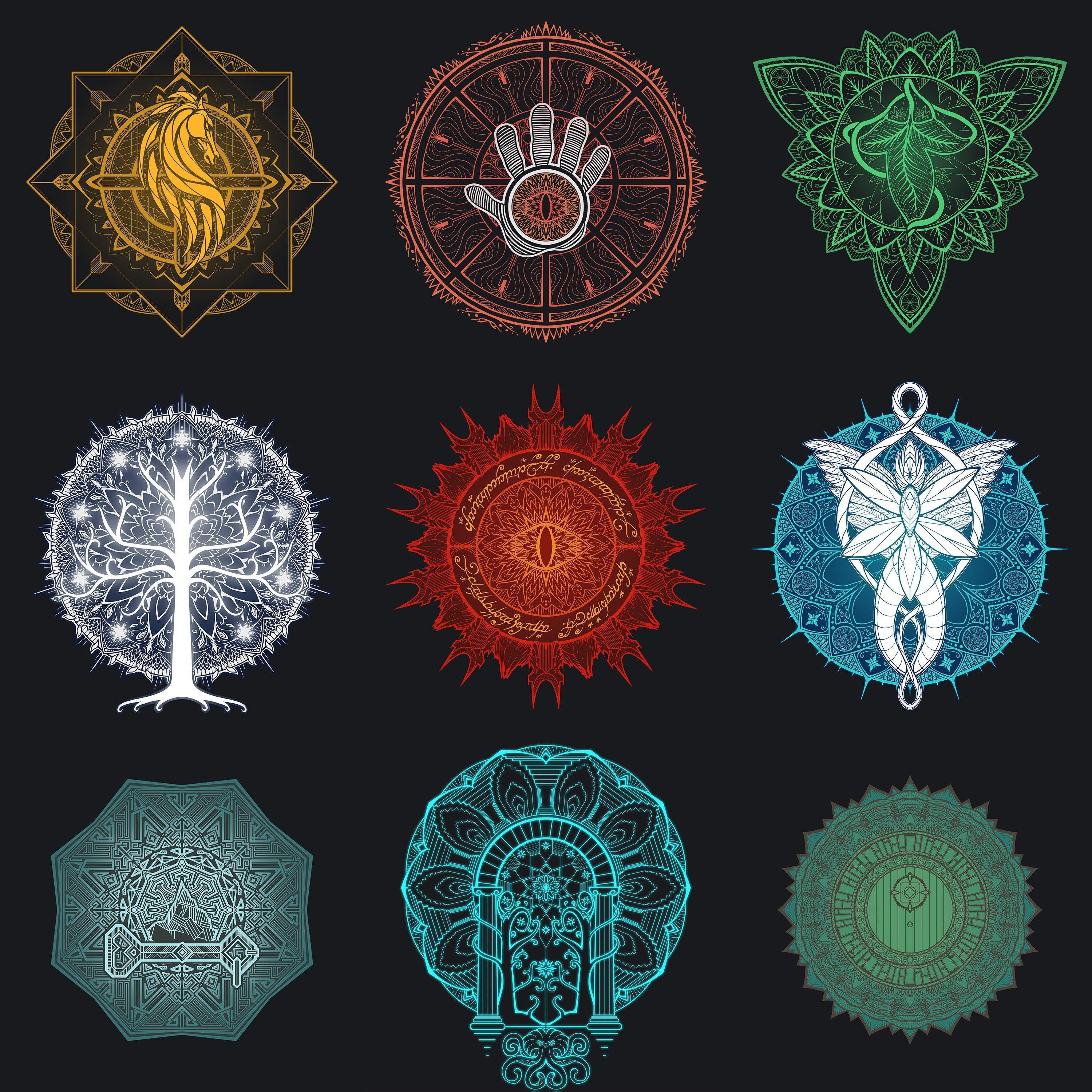 3000x3000 Series of LotR mandala designs I did based on places in the world!