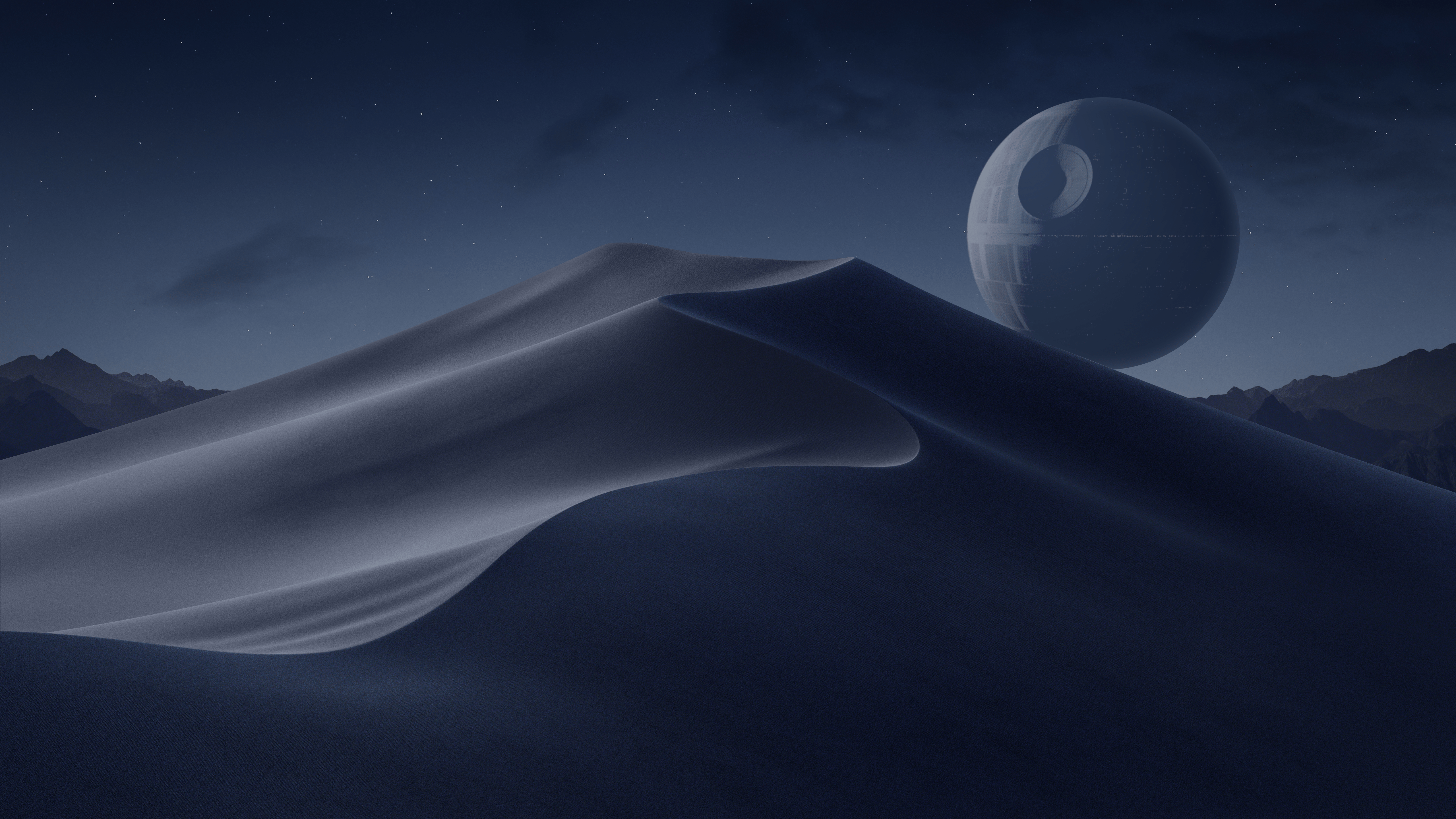 5120x2880 đụn cát, đêm, cát, Death Star, Star Wars.  5120x2880 hình nền