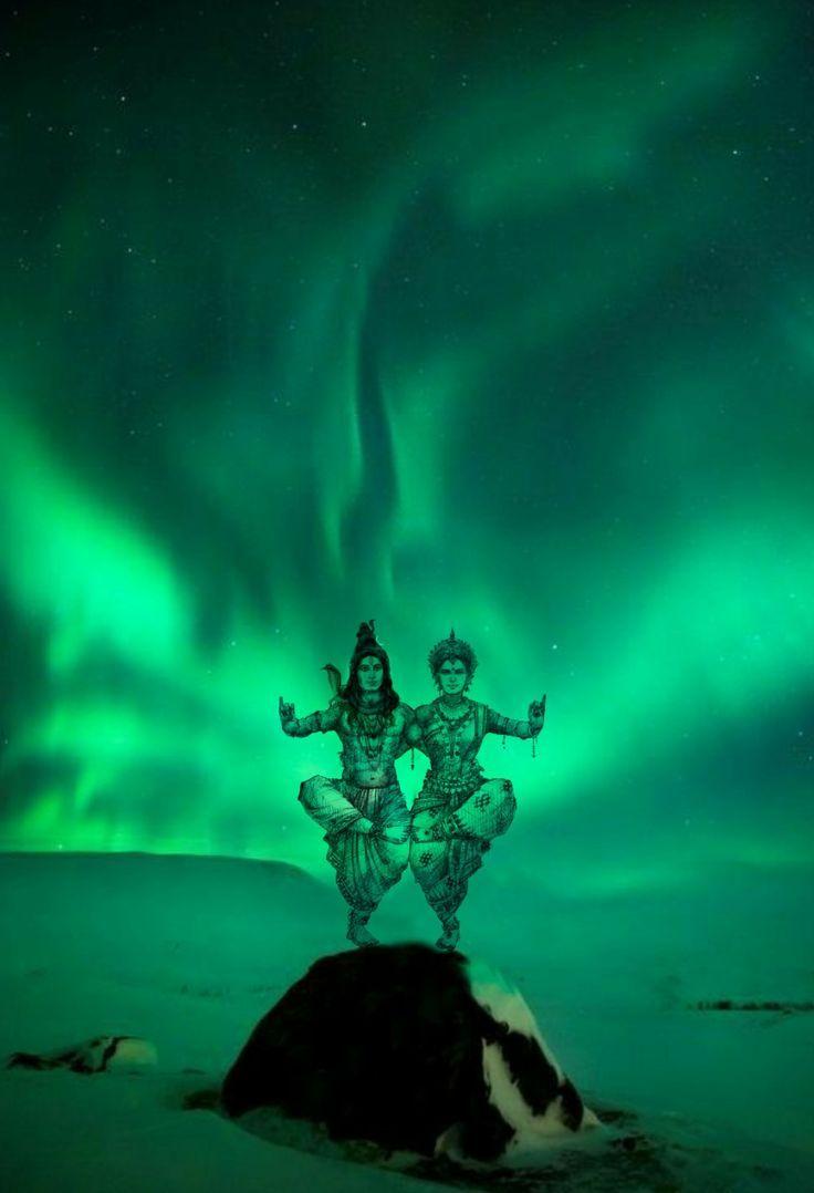 736x1078 Lord Shiva and Parvati dancing in creative art painting wallpaper